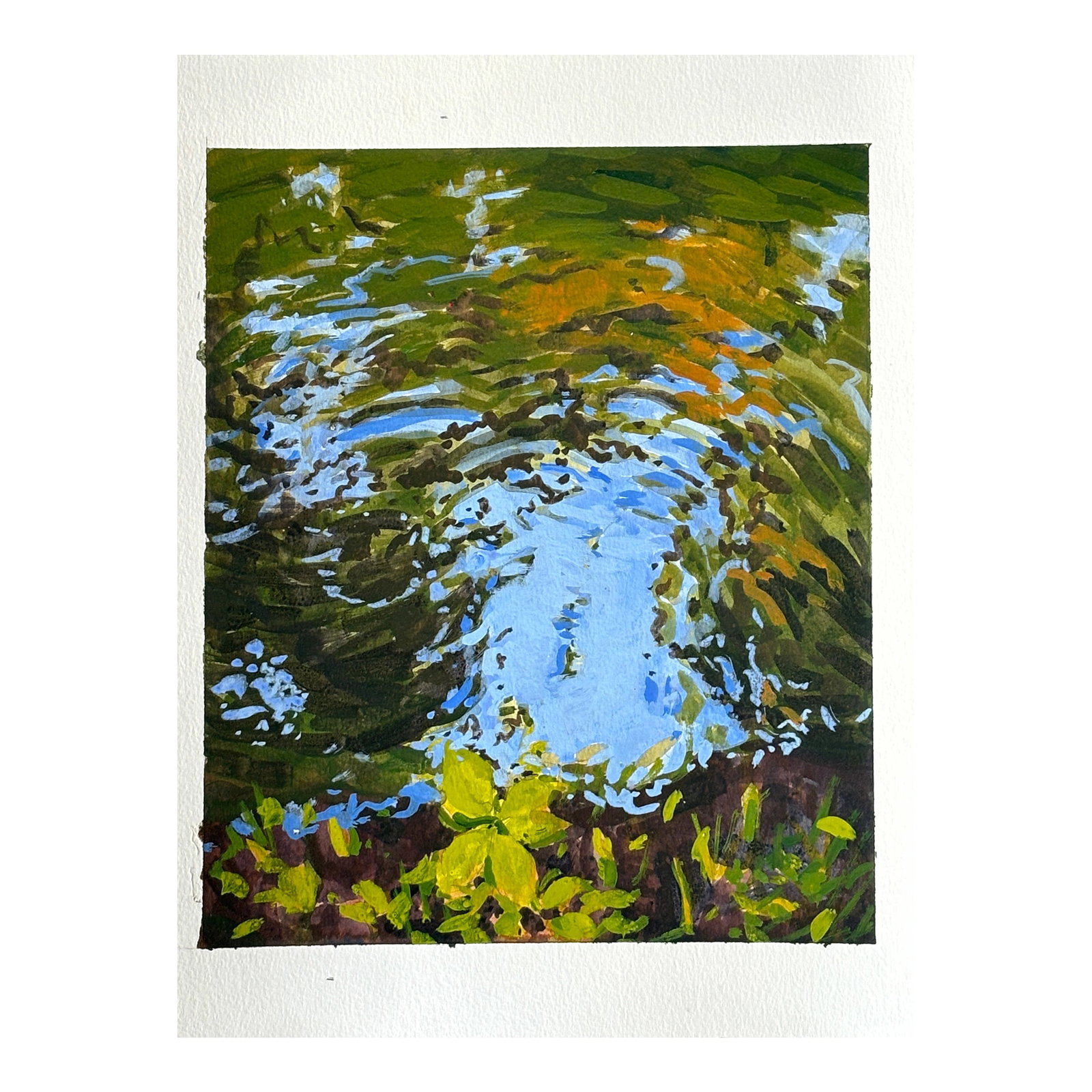 Impressionist Painting, Moving Water: Acrylic on heavy archival watercolor paper. Paper measure 12x14 inches. An inch is allowed for framing. Piece ships unframed. Condition: Imperfections: No Imperfections Origin: United States