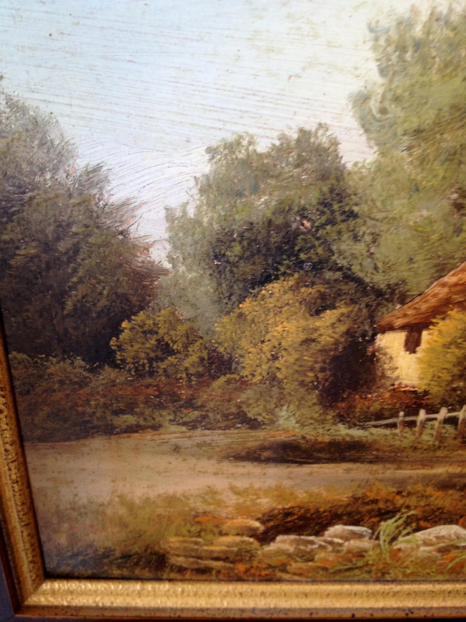 1930s English Impressionist Landscape Painting, Cottage by River - 8