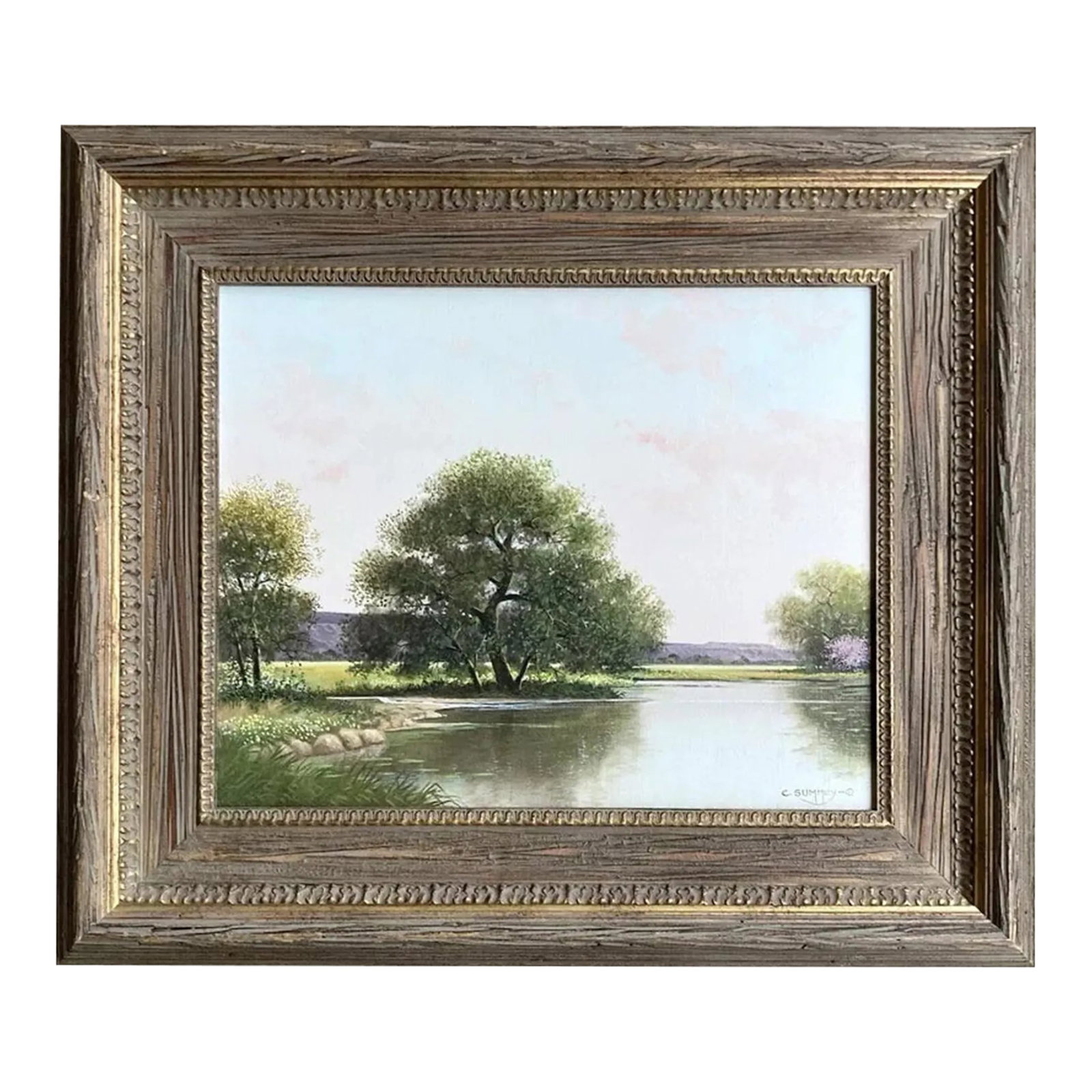 1970s Charles Summey Original Landscape Oil Painting on Canvas, Framed: Charles Summey Original Landscape Oil on Canvas, Framed 29"X25" Signed Excellent condition. No damage to frame or art. Frame Length 29" Height 25" Depth 2" Art Length 20 Height 16" Depth 1"