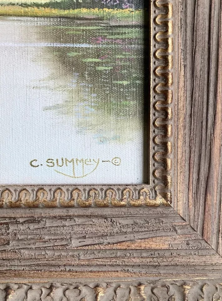 1970s Charles Summey Original Landscape Oil Painting on Canvas, Framed - 5