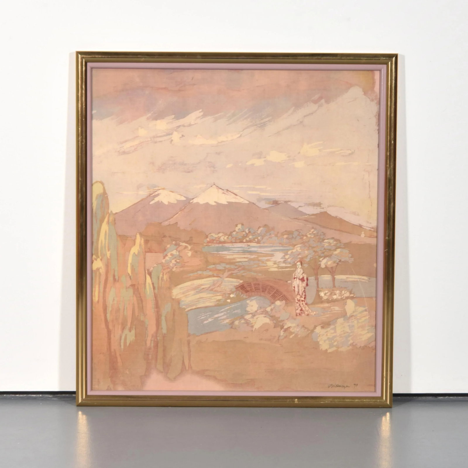 1970s Original Signed J. Wehmeyer Batik Landscape Paintings, Framed - Set of 2 - 5