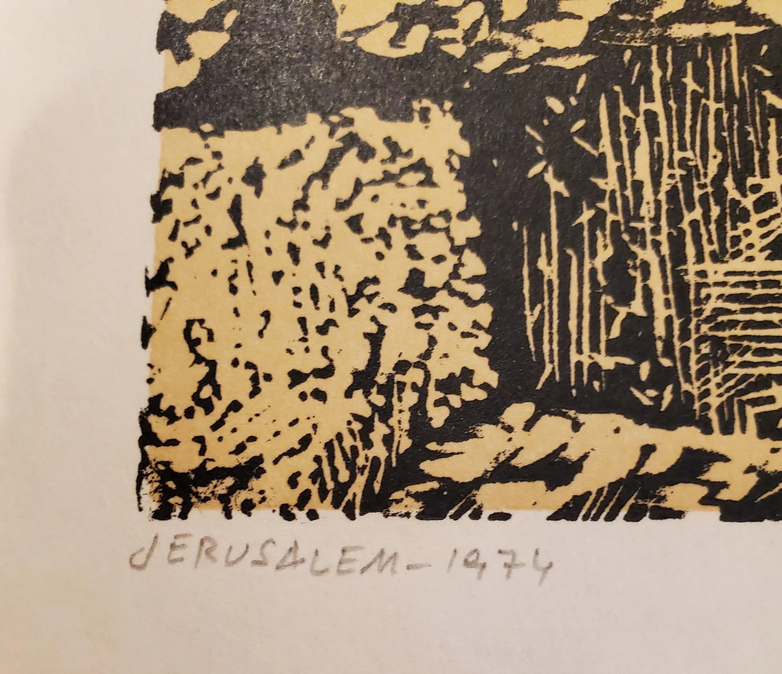 A Vintage Linocut Block Print Signed Arieh Kimhi, Jerusalem 1974, Numbered 10/130 - 4