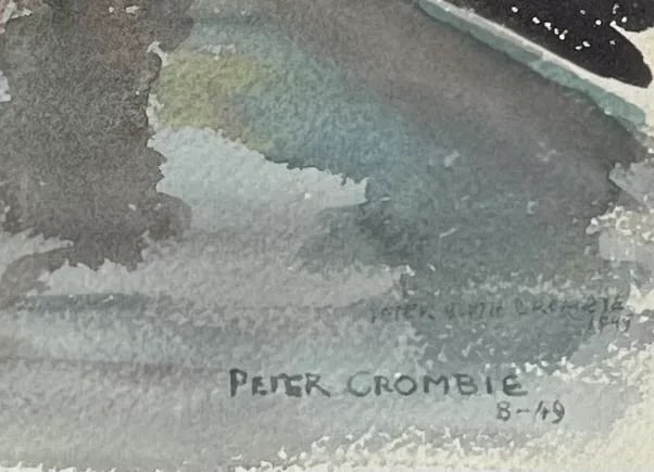 Watercolor of Chicago by Peter Crombie Hand Signed -Michigan Ave Bridge, Palmolive Bldg 1949 - 4
