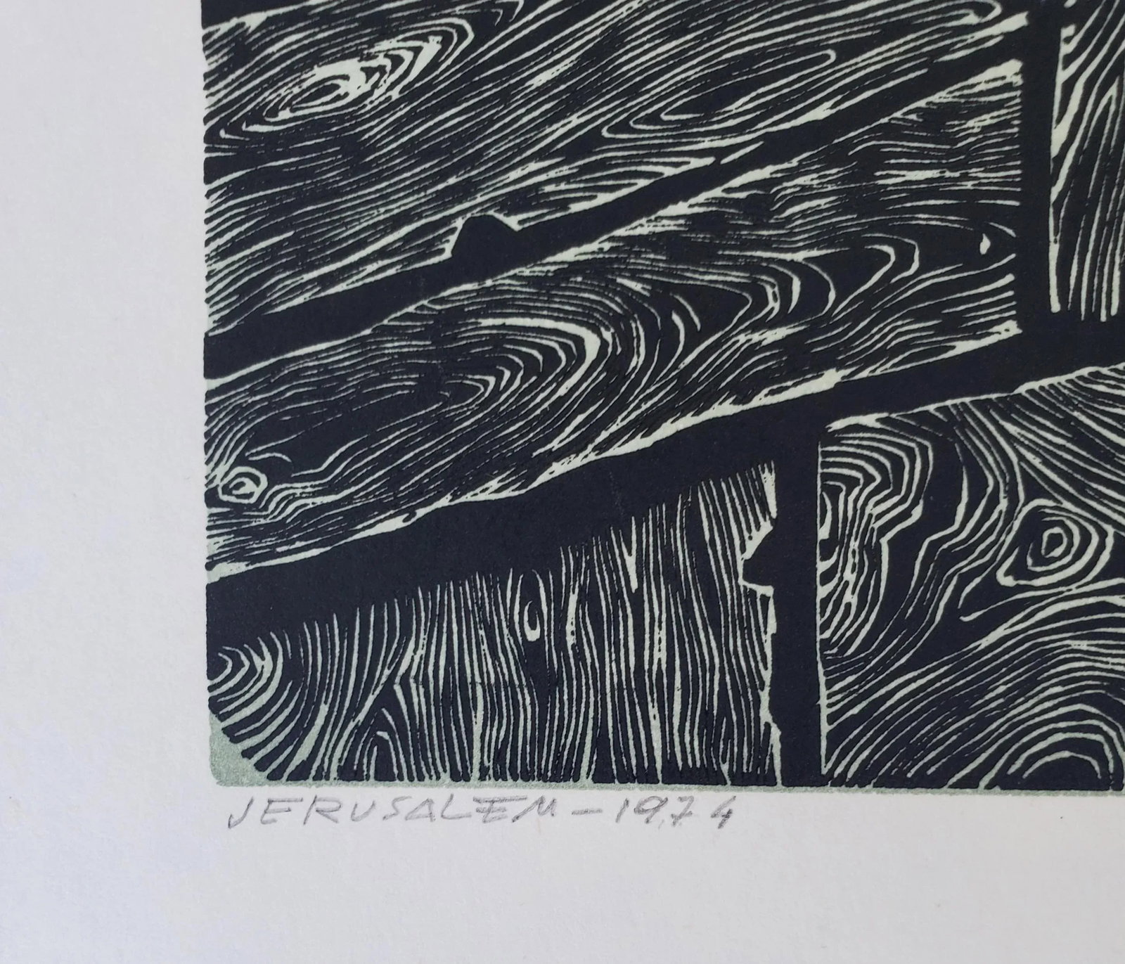 A Vintage Linocut Block Print Signed Arieh Kimhi, Jerusalem 1974, Numbered 10/135 - 4