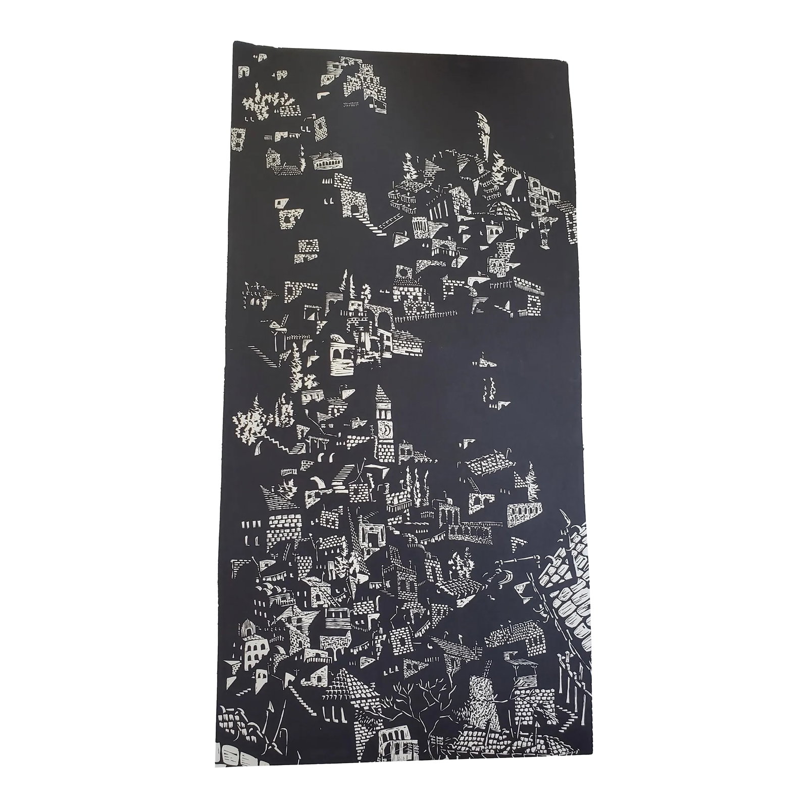 A Vintage Linocut Block Print Signed Arieh Kimhi, Jerusalem 1974, Numbered 124/135 (1 of 12)