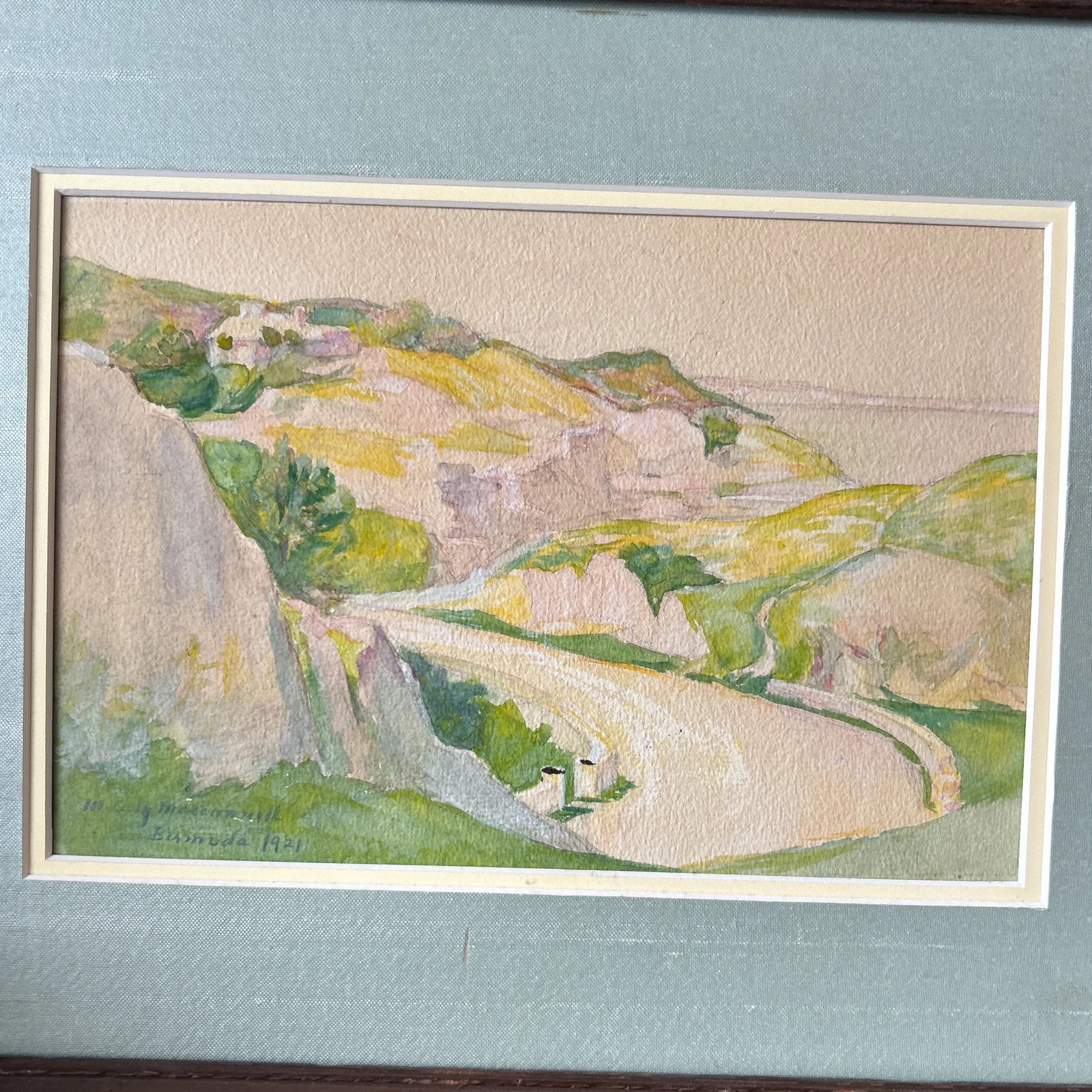 Artist M. Cully Macdonnell Hand Painted and Framed Water Color of Bermuda Signed Dated - 2