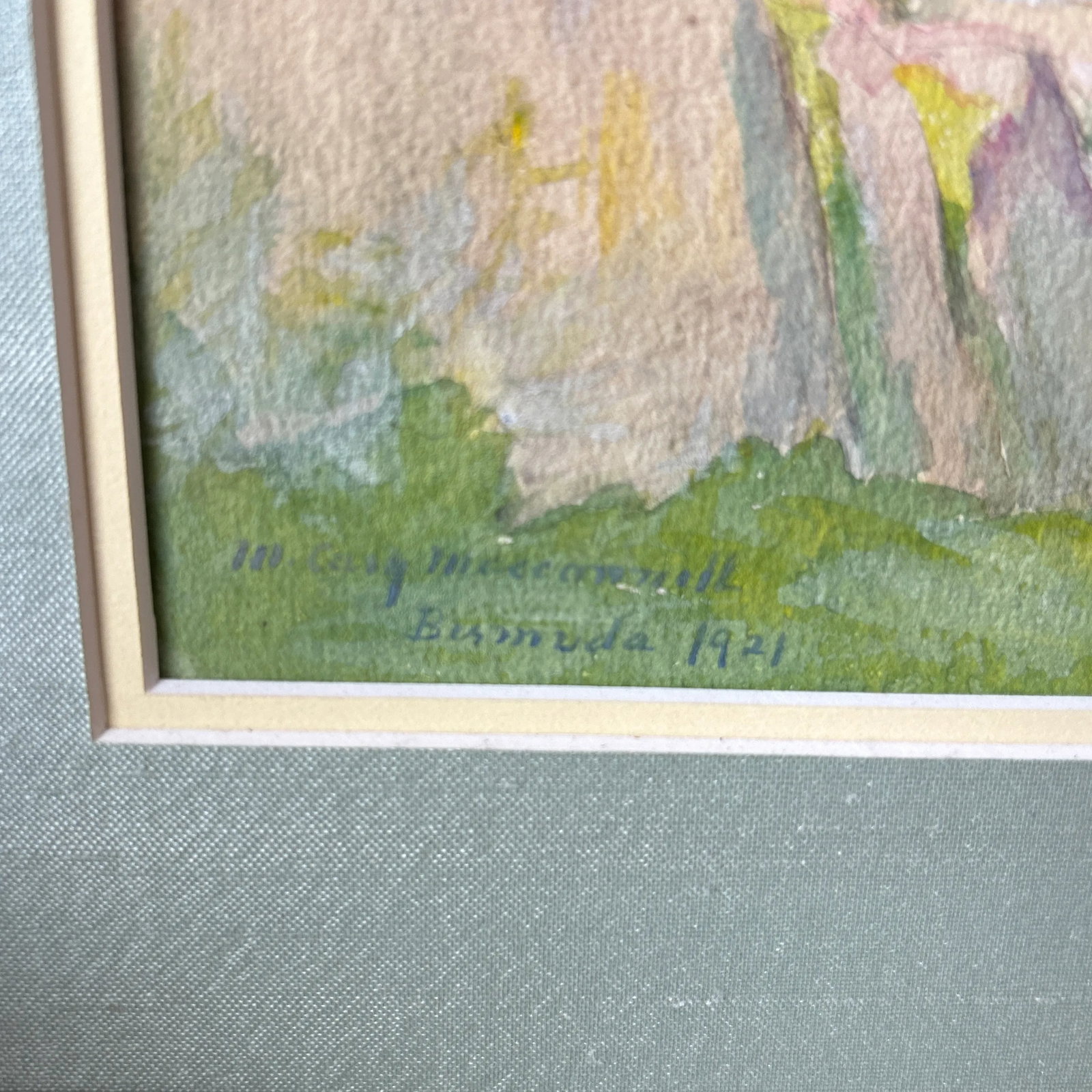 Artist M. Cully Macdonnell Hand Painted and Framed Water Color of Bermuda Signed Dated - 3