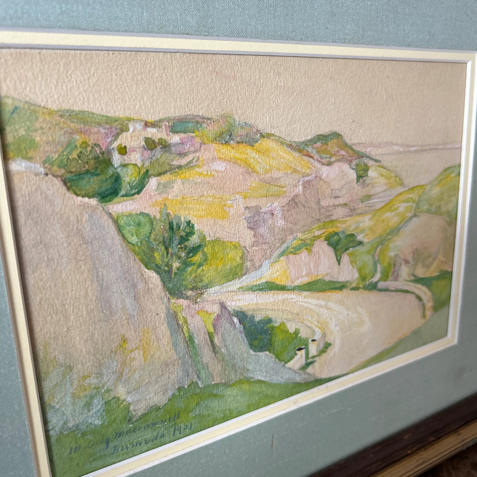 Artist M. Cully Macdonnell Hand Painted and Framed Water Color of Bermuda Signed Dated - 5