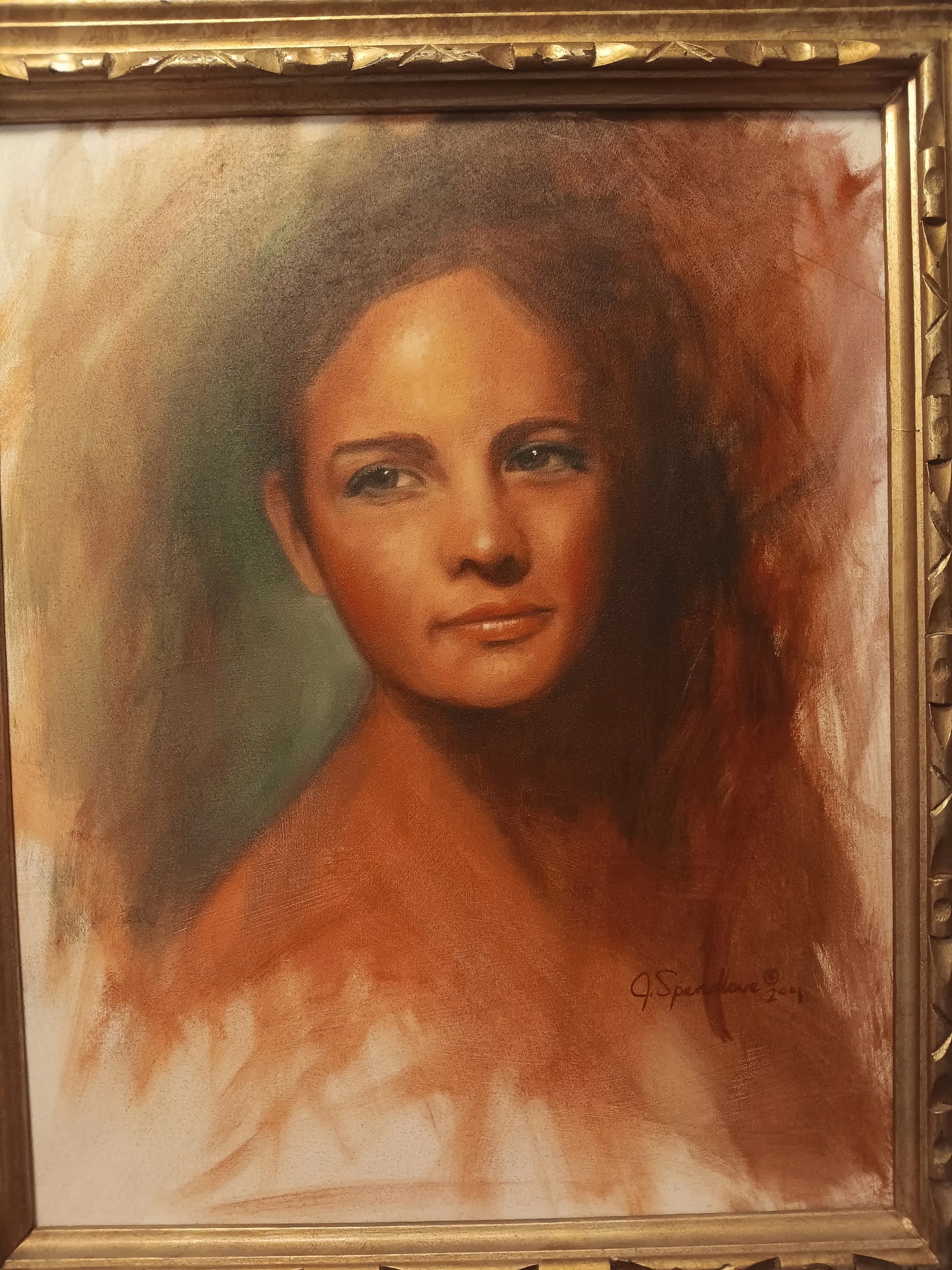 Mid 20th Century Oil on Canvas Portrait Painting of a Lady Signed J. Spendlove, Framed - 3