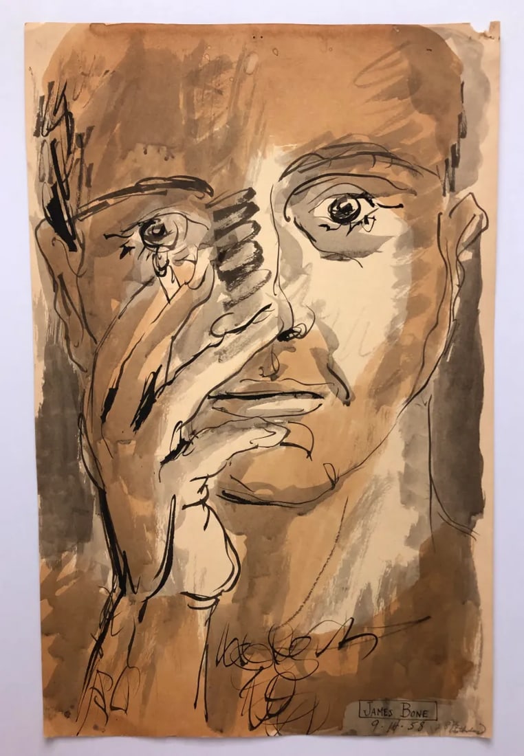 1958 James Bone 28th Birthday Self Portrait - 4