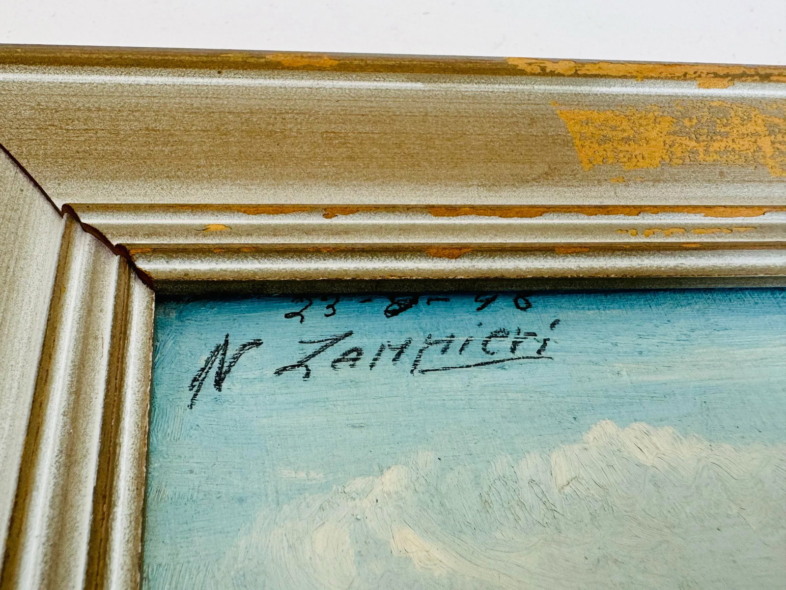 Vintage 1940s Mediterranean Sea Coastal Oil Paintings, a Pair, Framed - 11