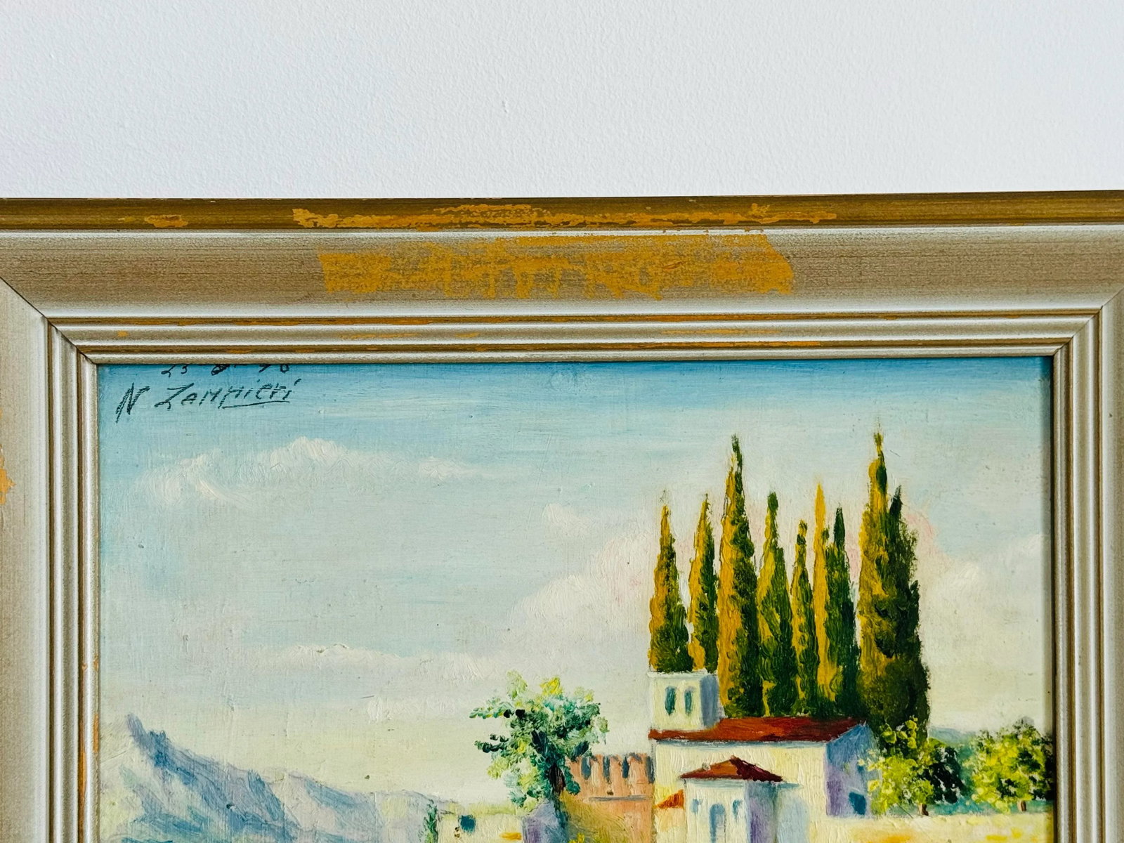 Vintage 1940s Mediterranean Sea Coastal Oil Paintings, a Pair, Framed - 5