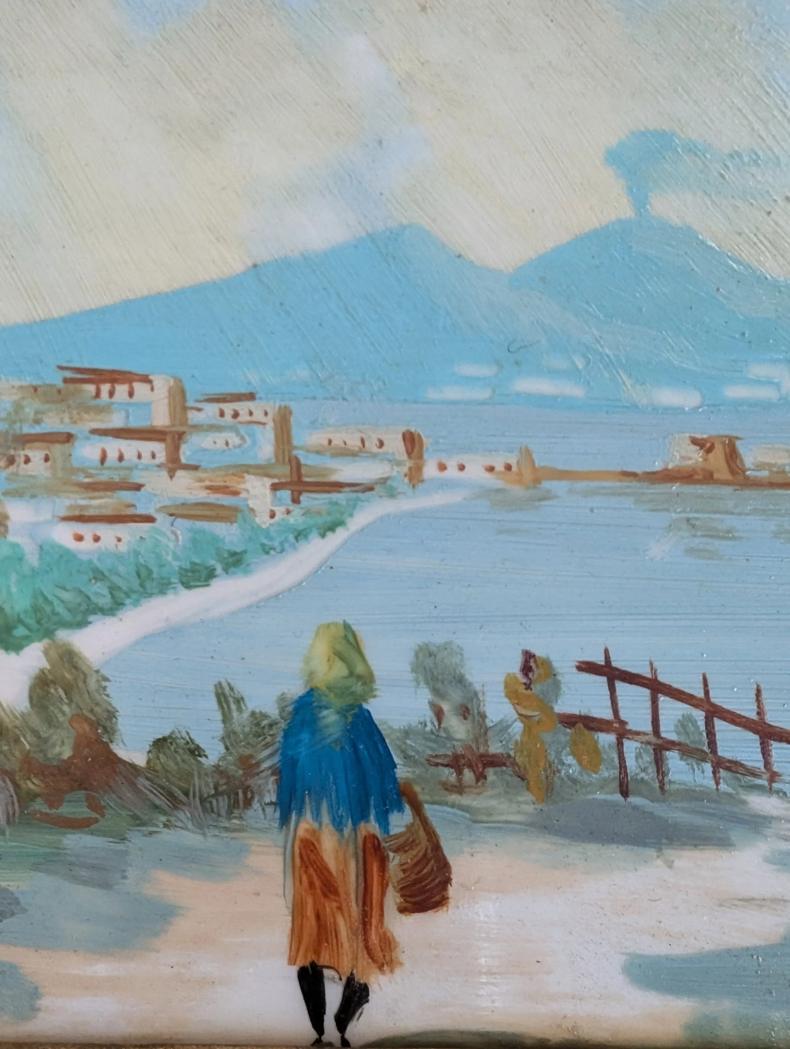 1950s Mid-Century Italian Landscape, Ceramic Tile Painting, Framed - 2