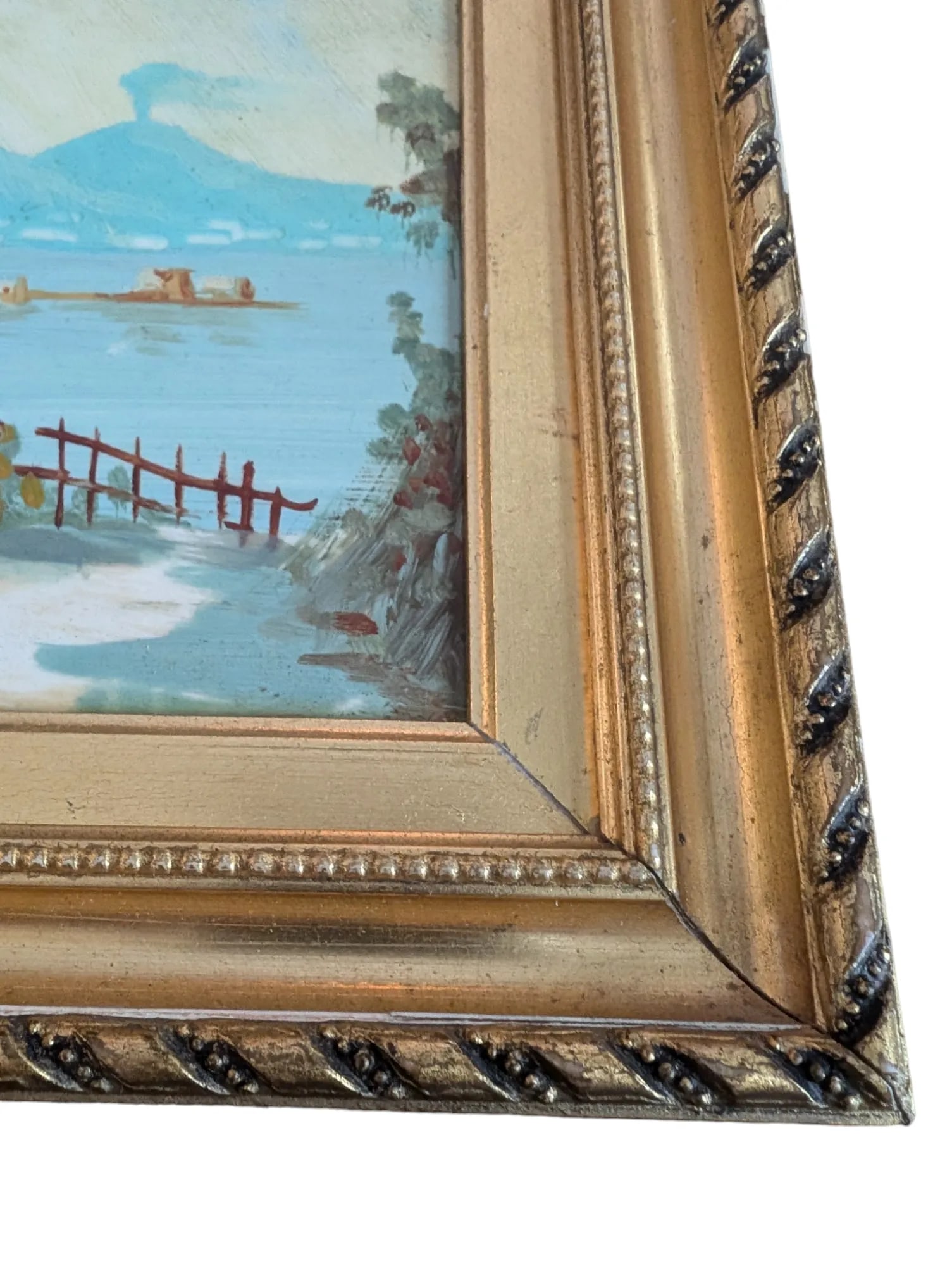 1950s Mid-Century Italian Landscape, Ceramic Tile Painting, Framed - 4