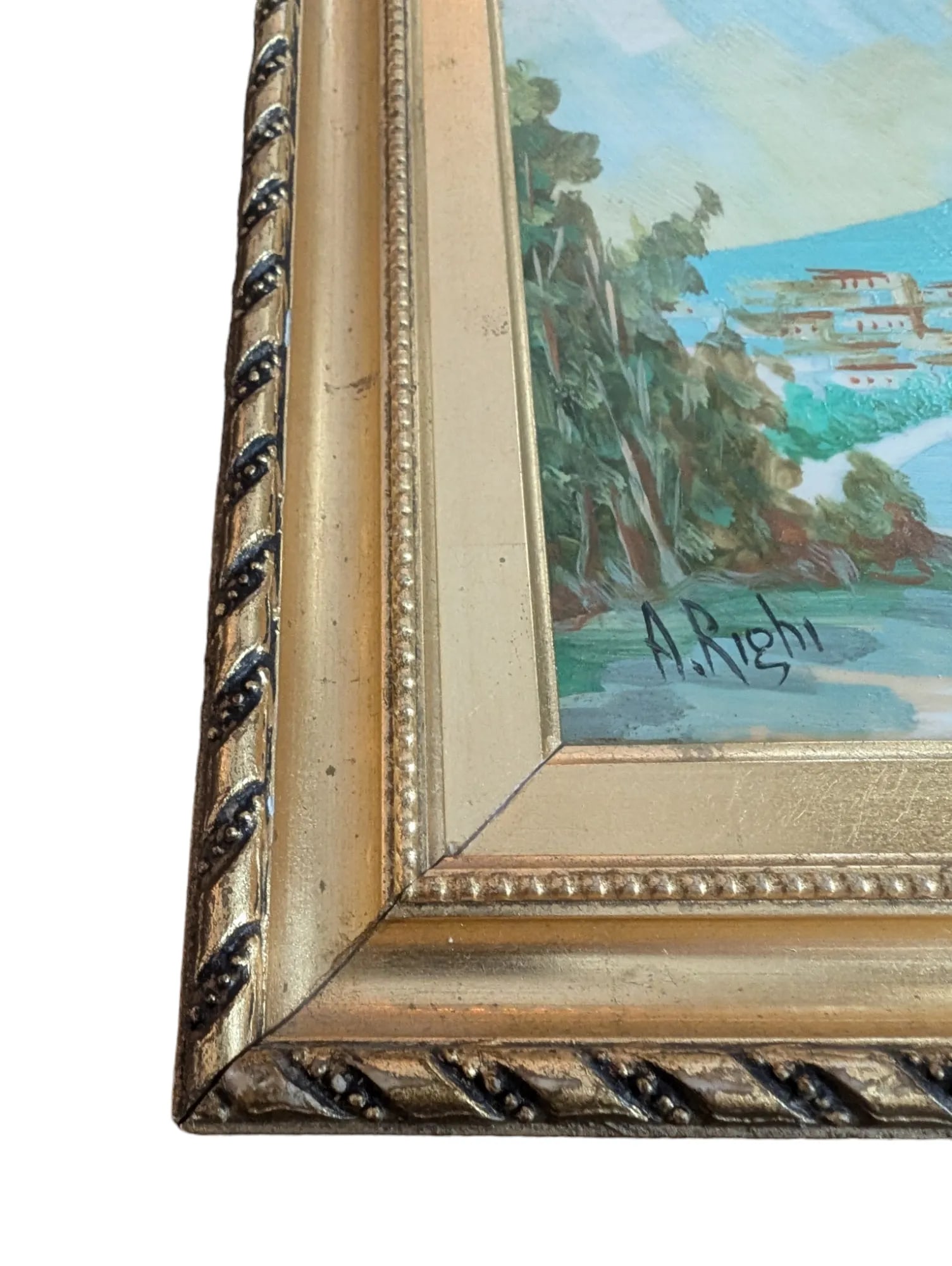 1950s Mid-Century Italian Landscape, Ceramic Tile Painting, Framed - 6