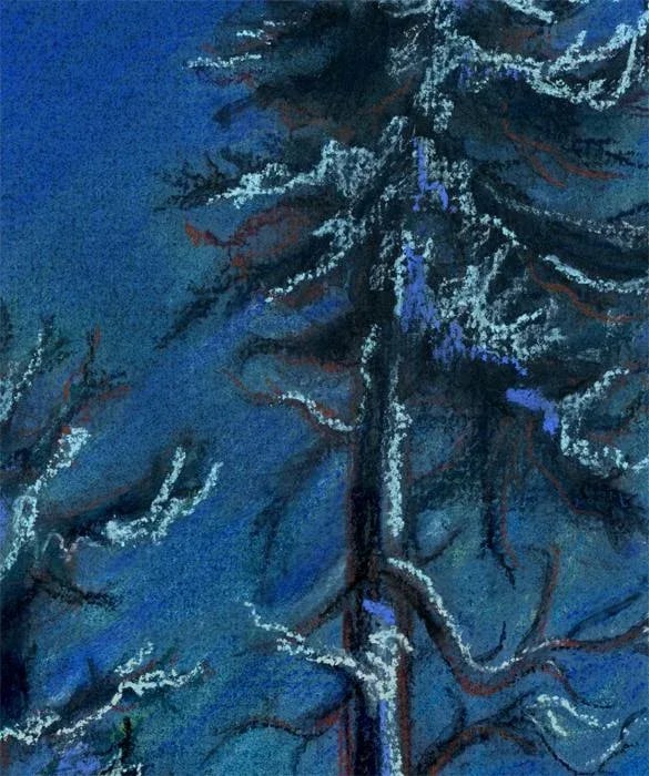 Landscape Night Pastel Painting by Kathleen Ney, Impressionist Moonrise Pastel - 3