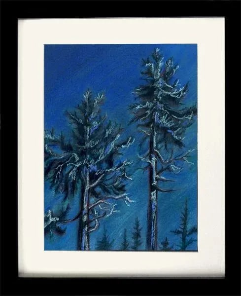 Landscape Night Pastel Painting by Kathleen Ney, Impressionist Moonrise Pastel - 4