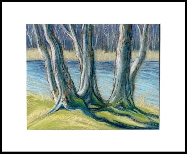 Contemporary Kathleen Ney Original Pastel Landscape Study Tree Trunks II - 3