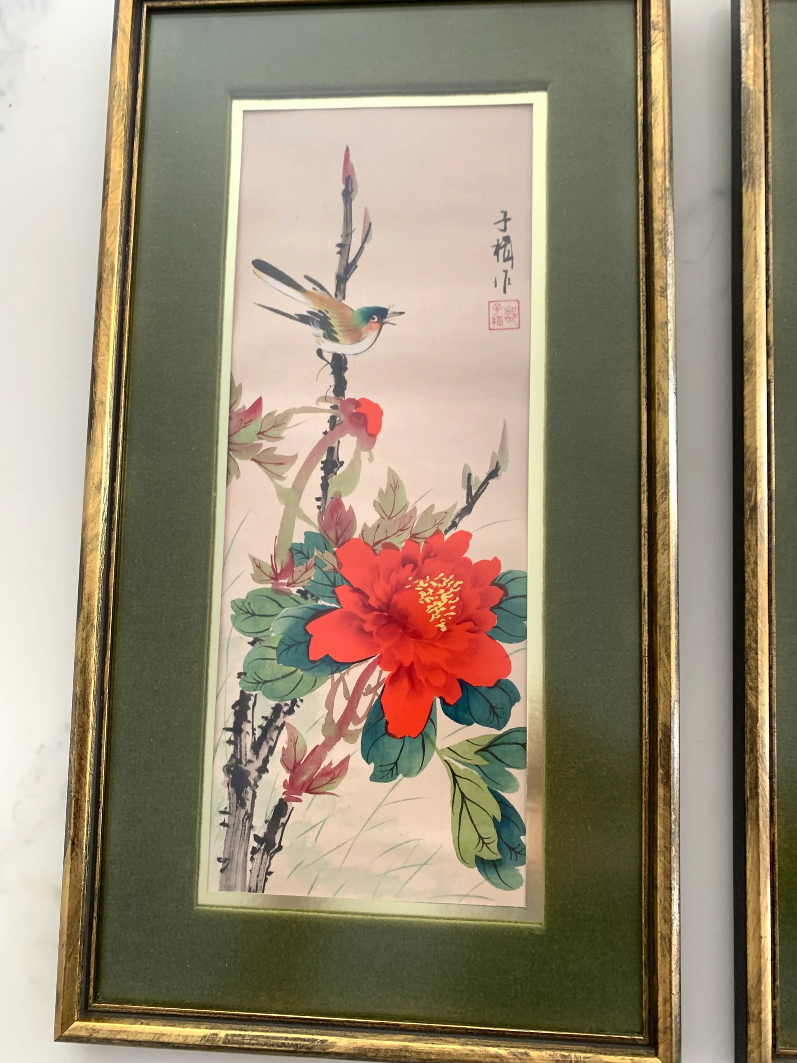 Late 20th Century Set of 4 Vintage Chinese Paintings on Fabric Framed. - 6