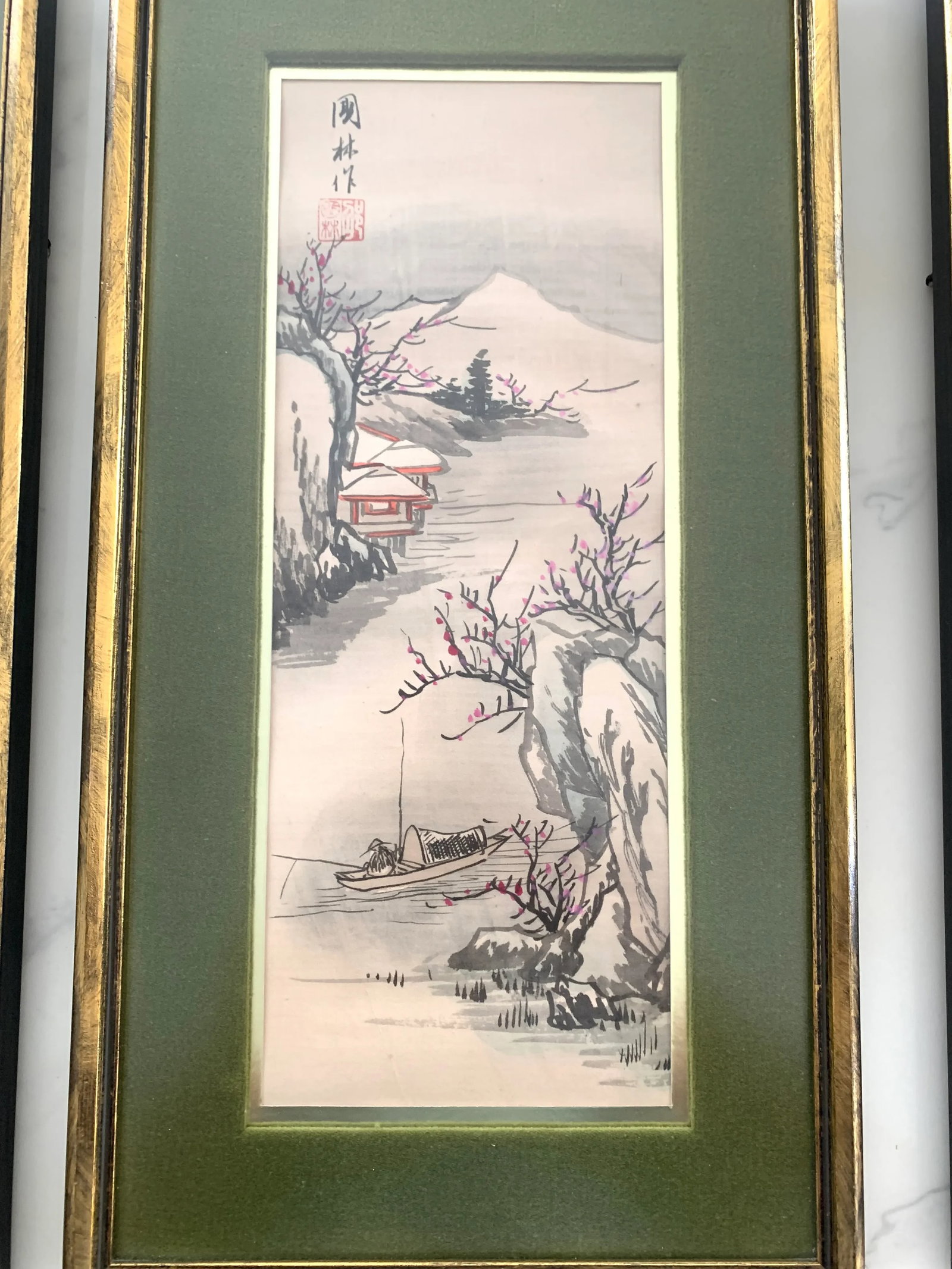 Late 20th Century Set of 4 Vintage Chinese Paintings on Fabric Framed. - 9