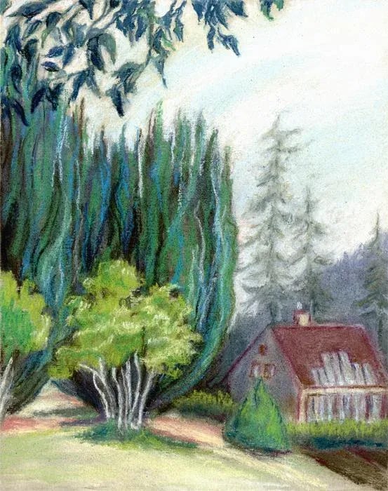 Impressionist Colorful Plein Air Landscape Art Drawing - 2