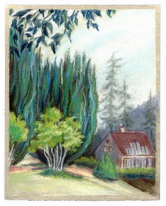 Impressionist Colorful Plein Air Landscape Art Drawing - 3