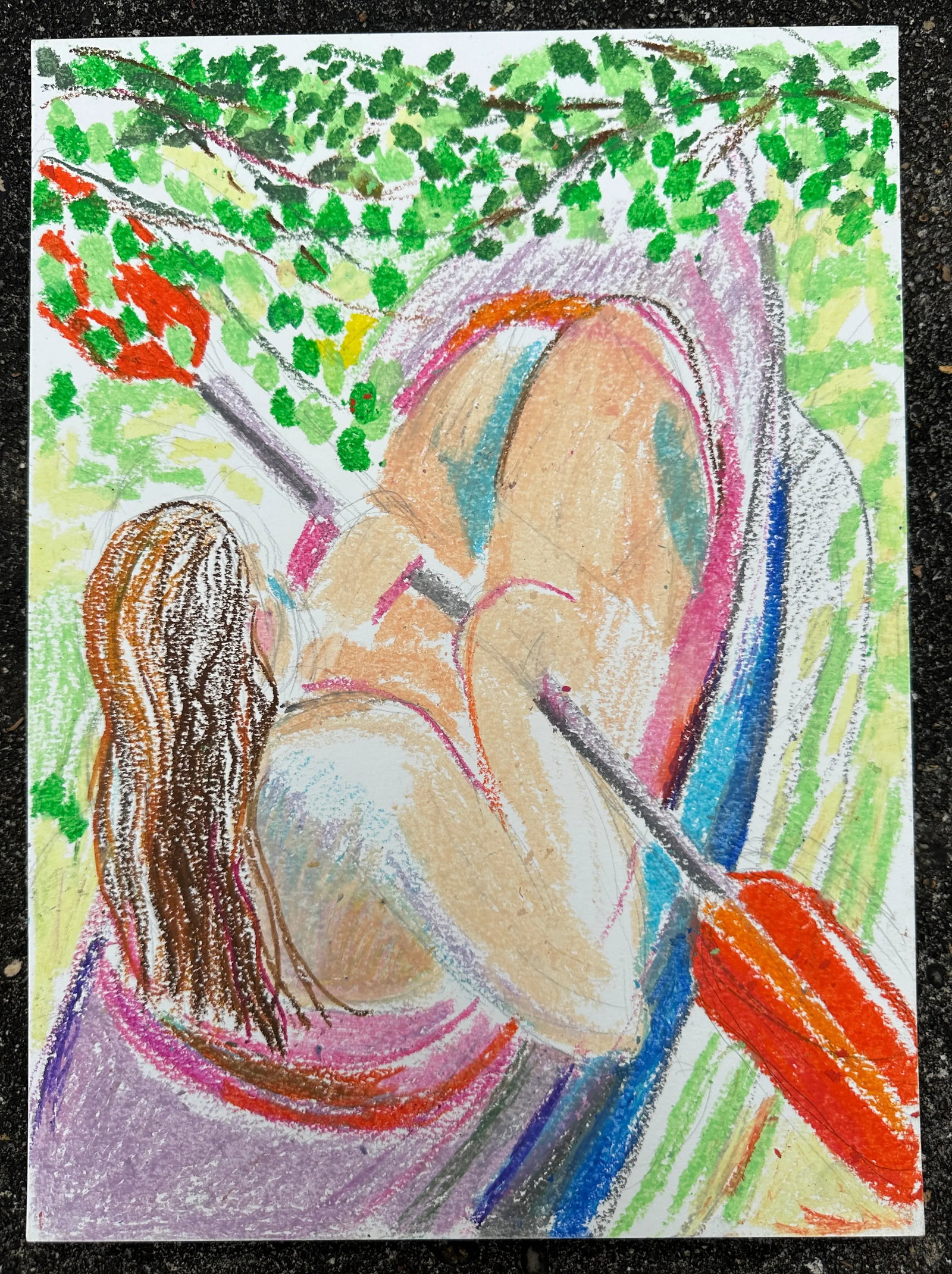 Woman in Floating Kayak by Jennifer Long Original Oil Pastel Artwork - 2