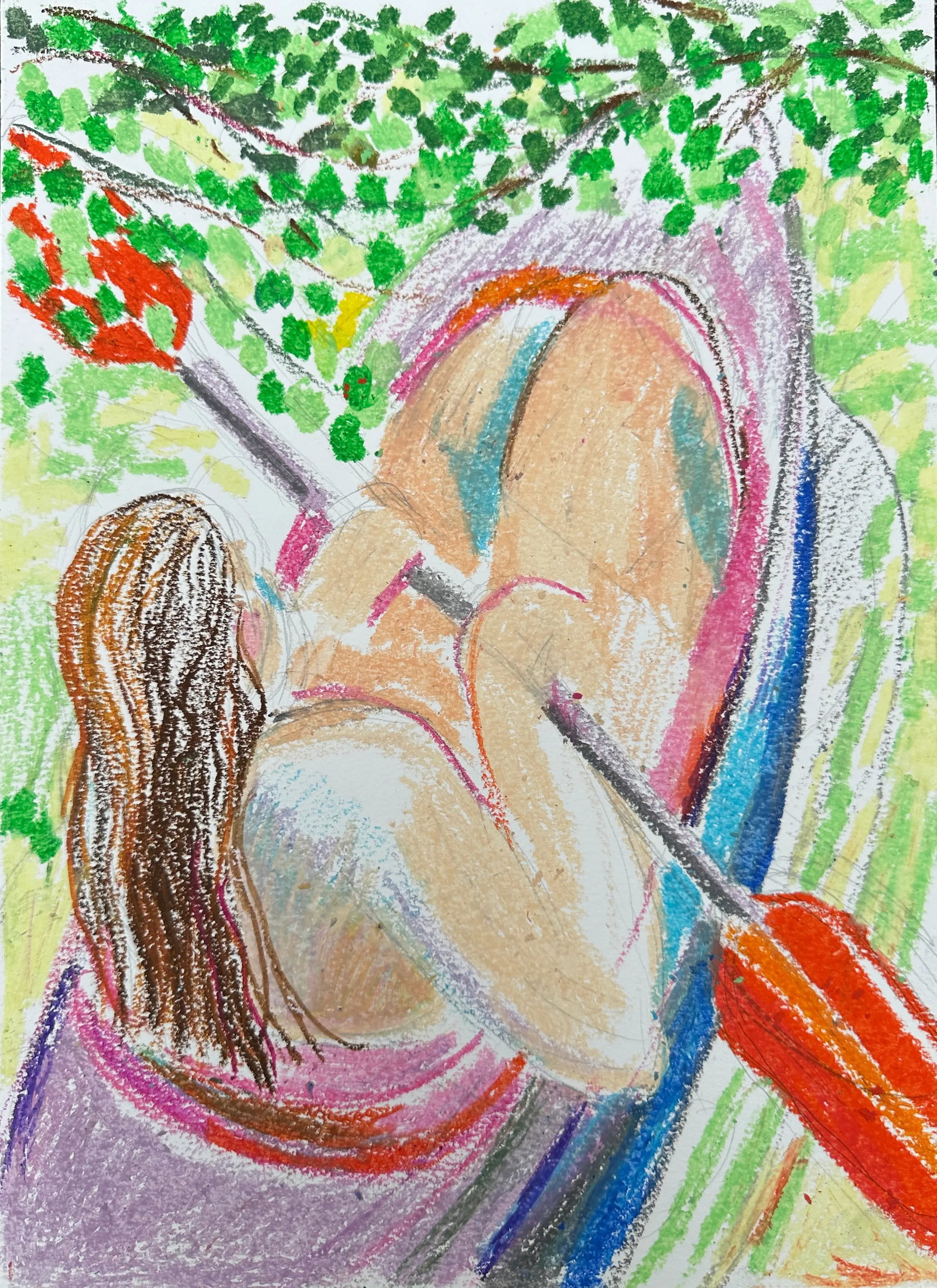 Woman in Floating Kayak by Jennifer Long Original Oil Pastel Artwork - 3