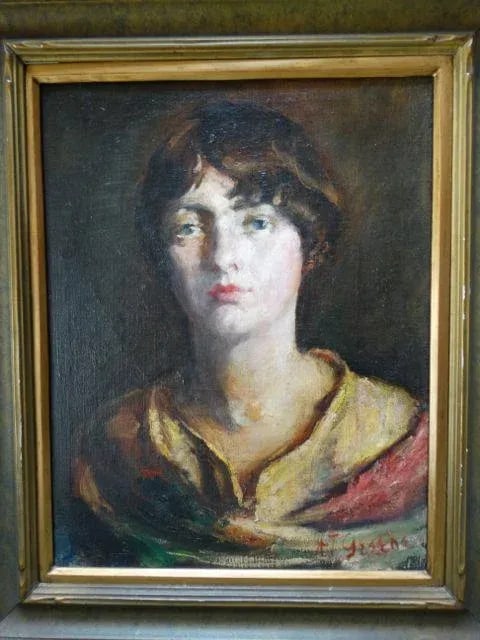 Early 20th Century A.j. Greene "Portrait of a Young Girl" - 4
