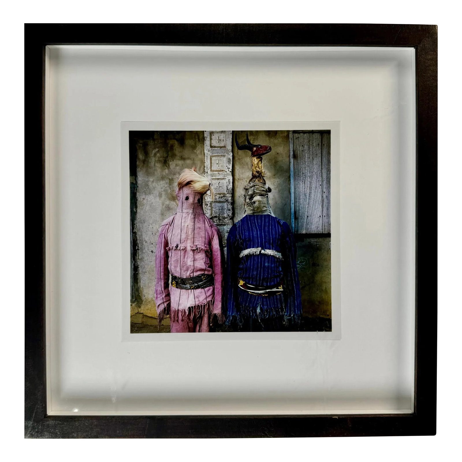 Phyllis Galembo Akata Dance Masqueraders, Ogoja, Nigeria Framed Photograph: A small framed photograph by American photographer, Phyllis Galembo. Photograph is set on paper and framed in a black painted wood frame. Condition: Alterations: Original Condition Unaltered