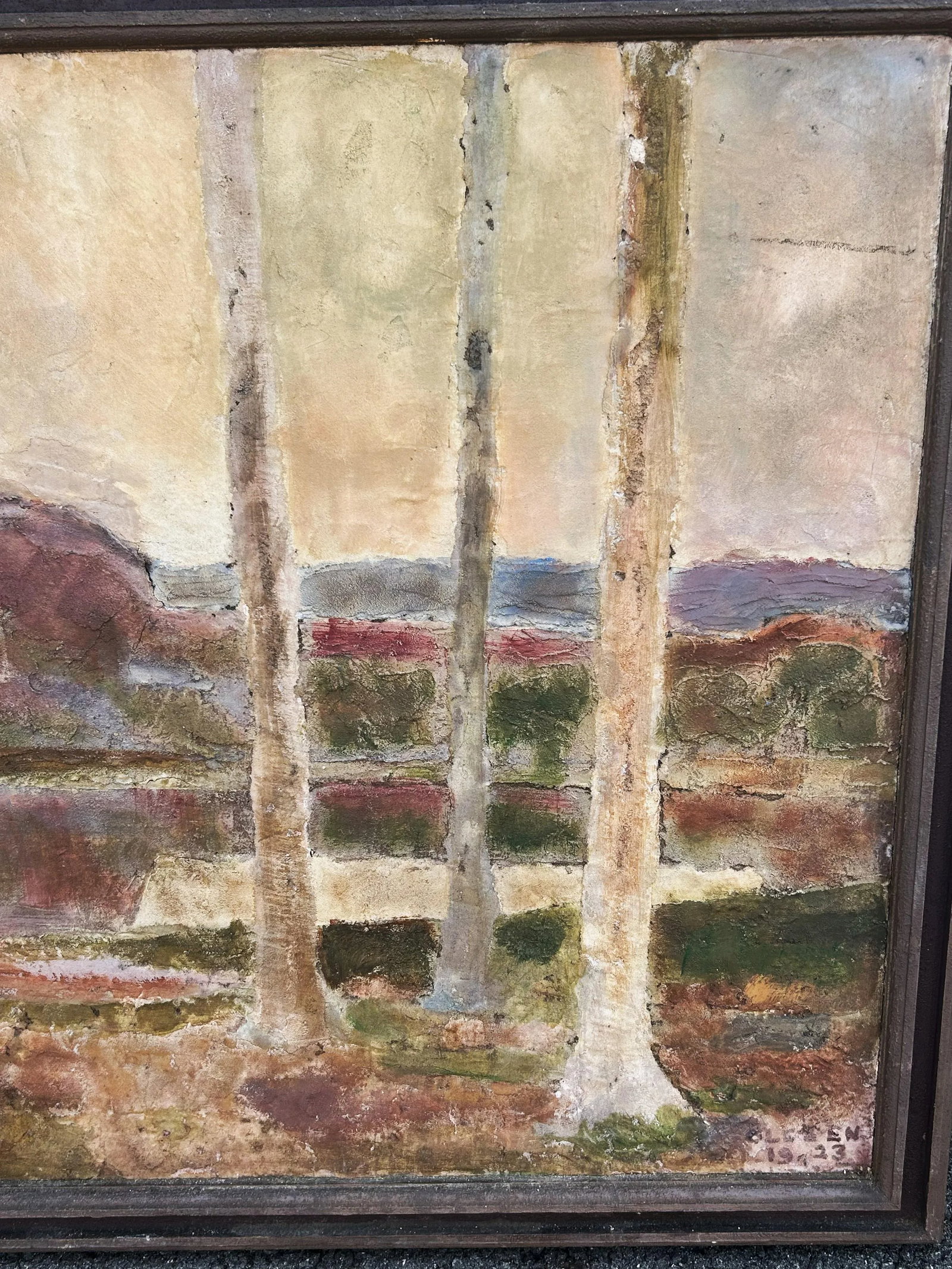 Olaf Olesen American, Danish Listed Artist Signed 1923 Landscape Painting Mixed Media on Masonite, F - 2