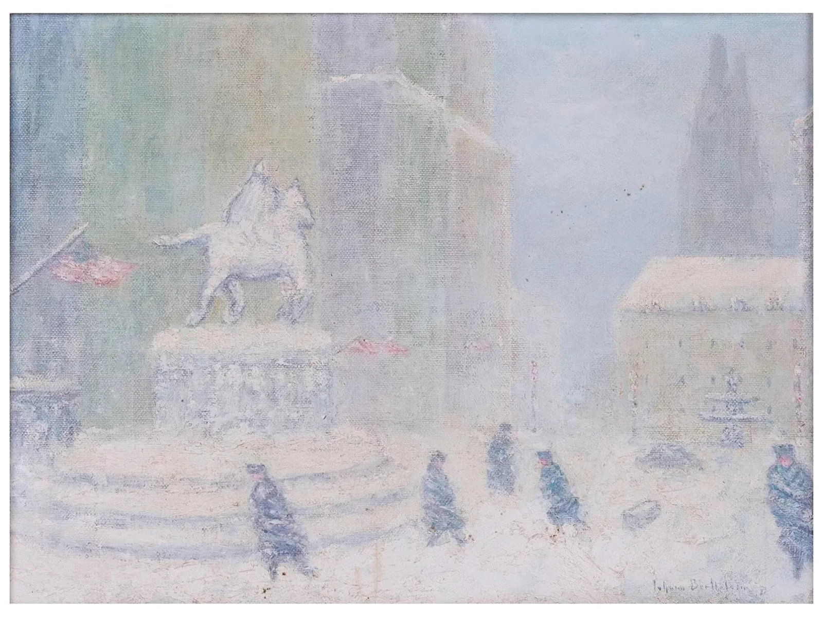 Johann Berthelsen Winter Manhattan Snow Scene, Framed - 2