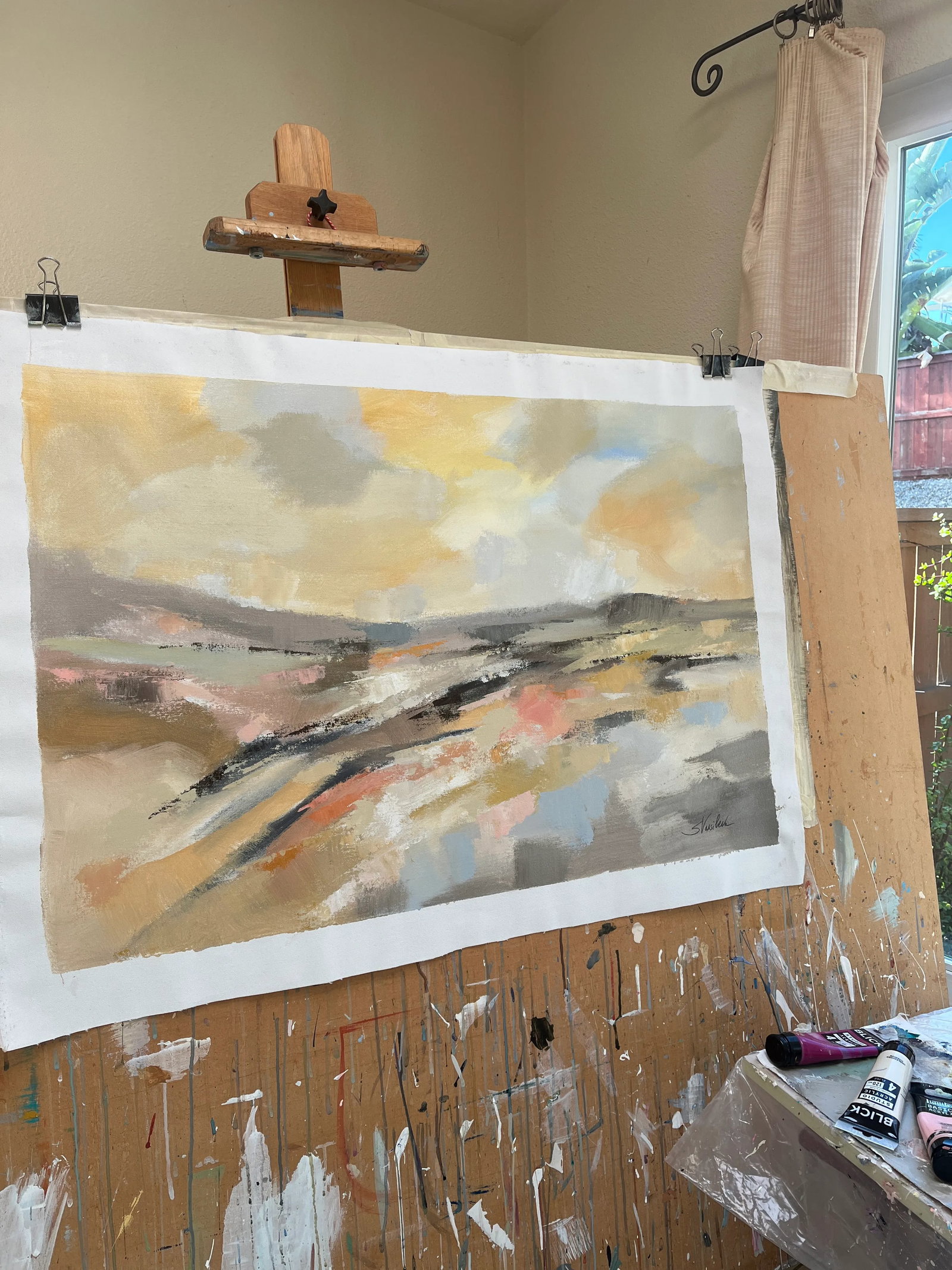 Abstract Landscape, Sunlit River, Contemporary Acrylic Painting - 3