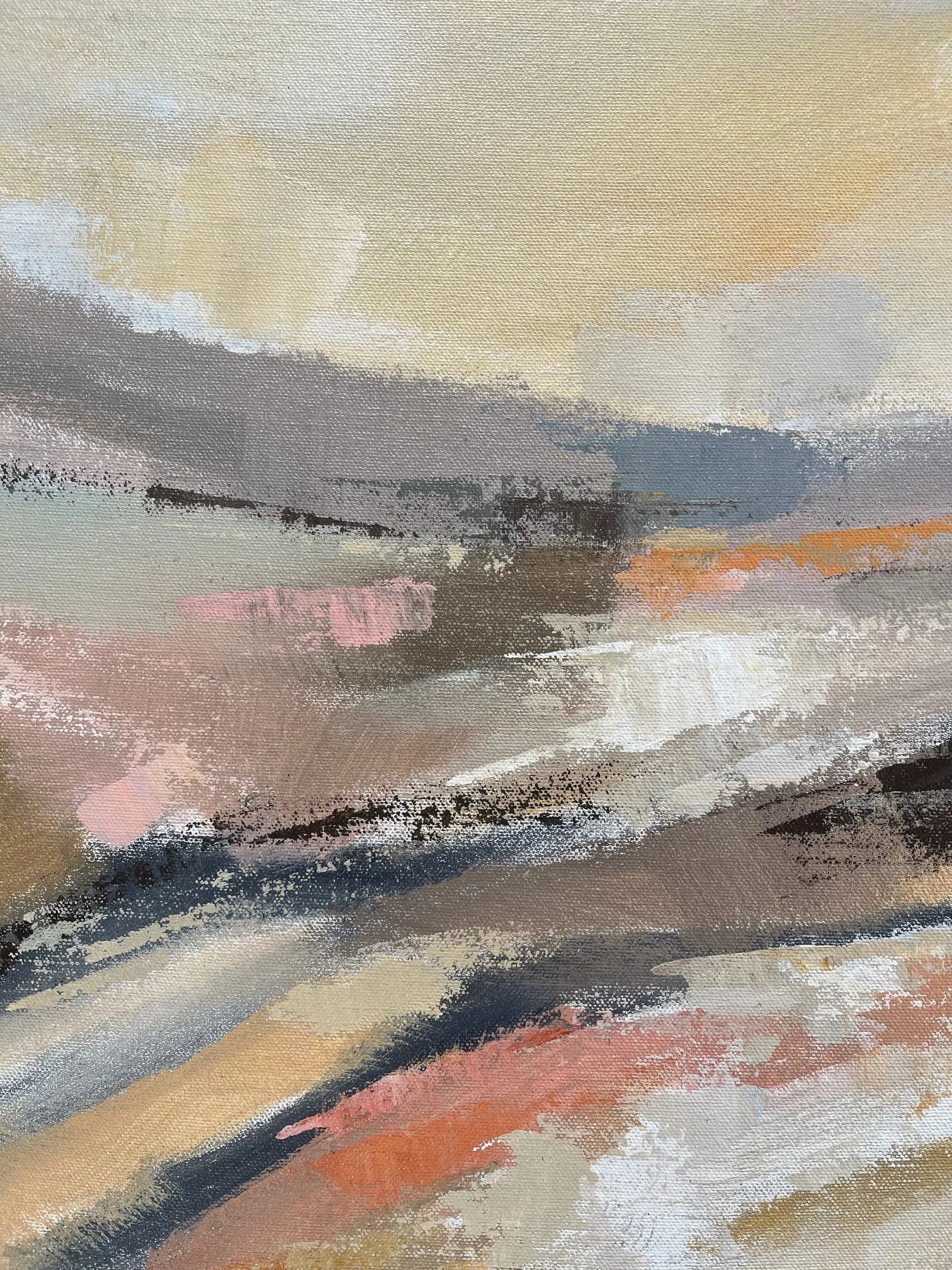 Abstract Landscape, Sunlit River, Contemporary Acrylic Painting - 4