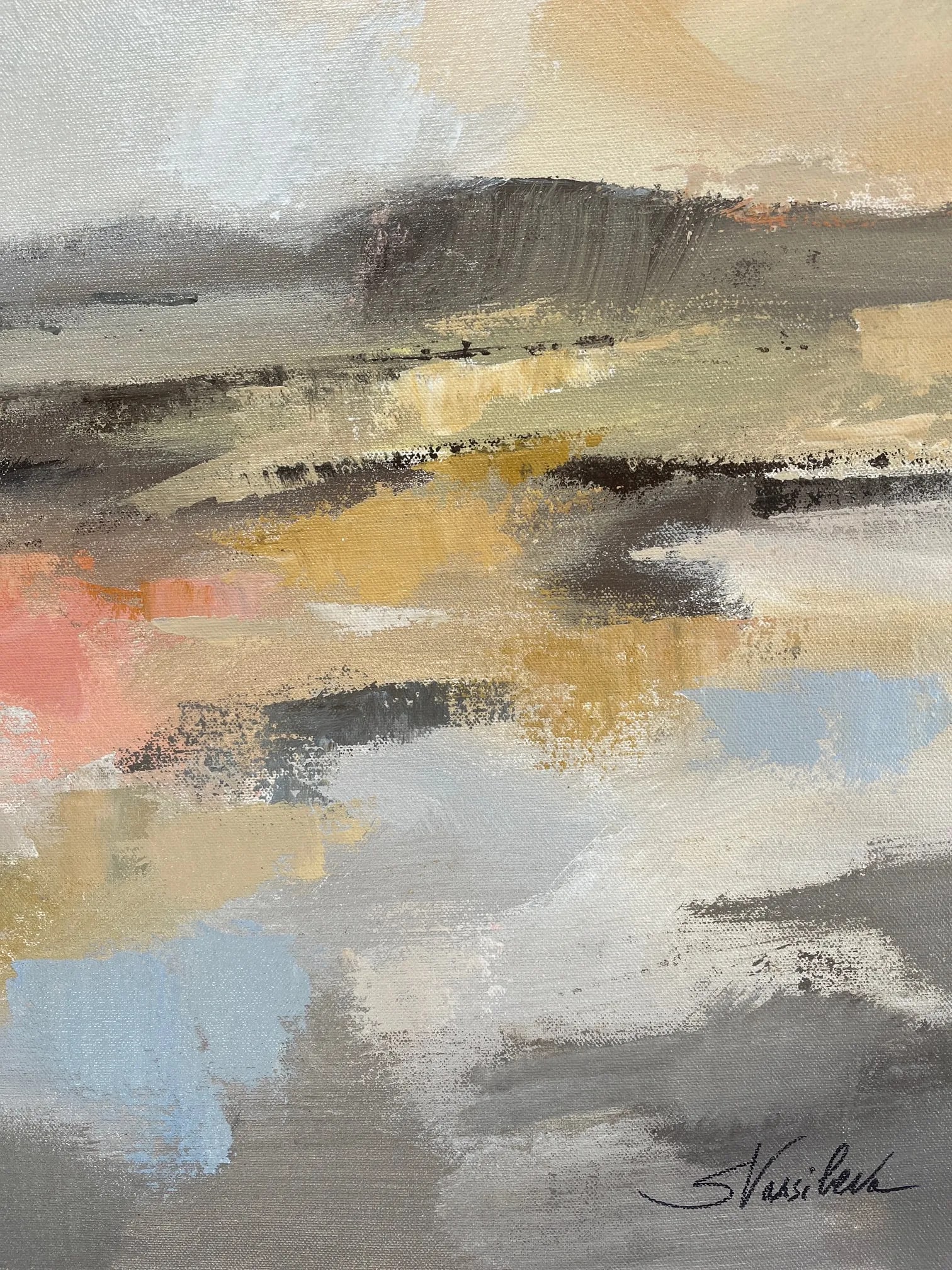 Abstract Landscape, Sunlit River, Contemporary Acrylic Painting - 5
