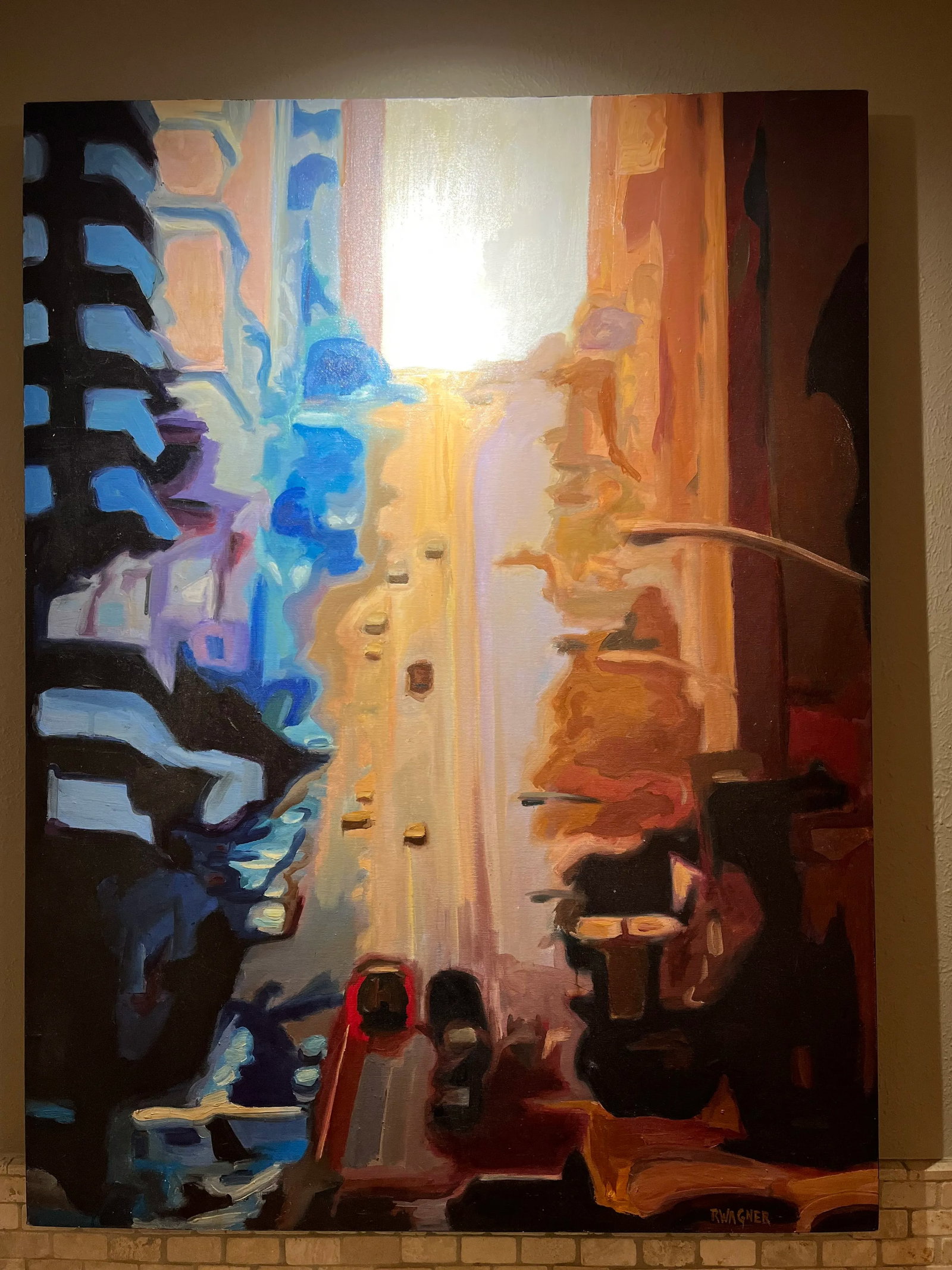 Original Oil Impressionist Painting of a San Fransico Street Scene by Russ Wagner - 3