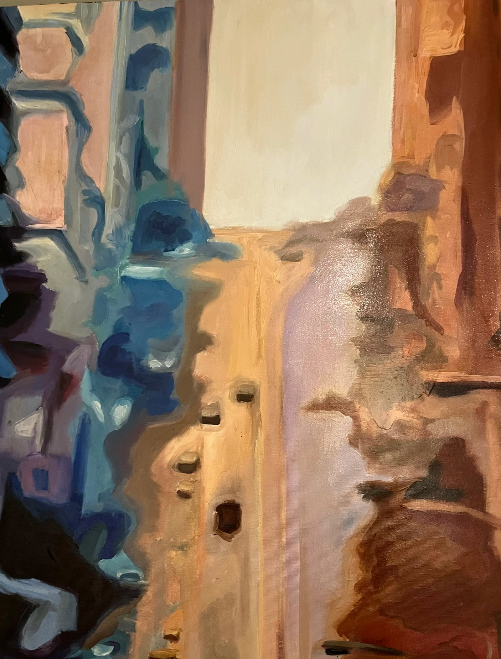 Original Oil Impressionist Painting of a San Fransico Street Scene by Russ Wagner - 4