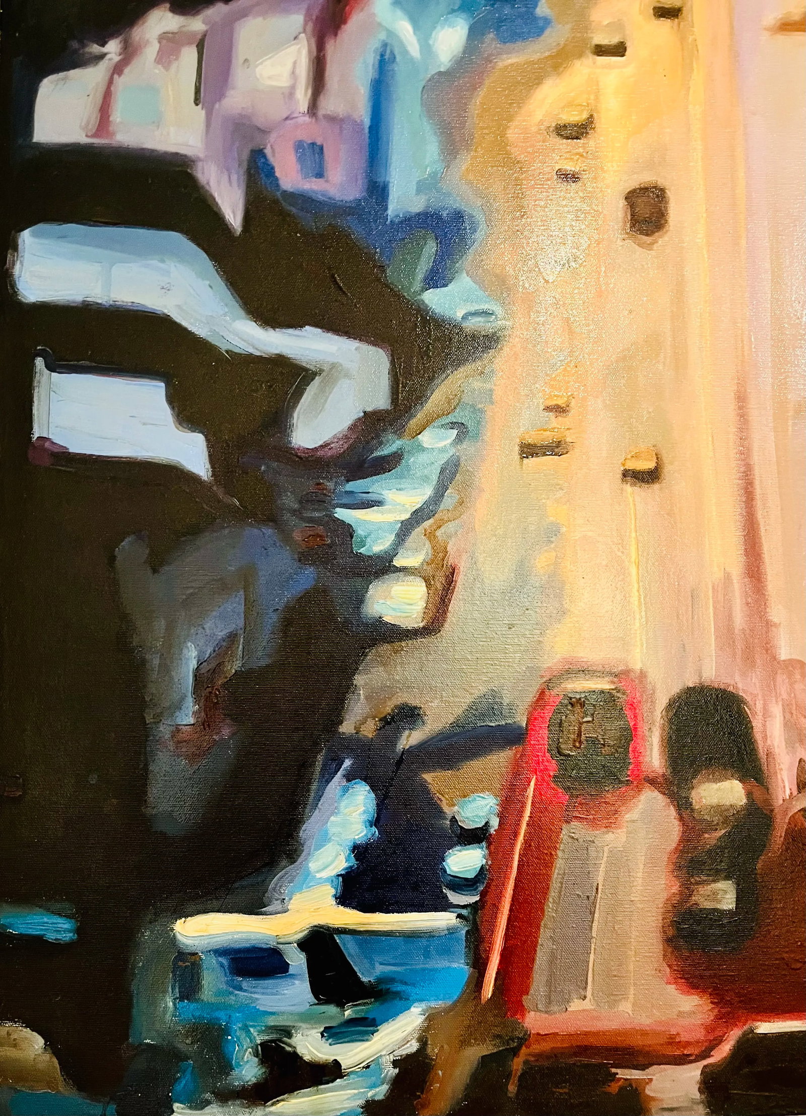 Original Oil Impressionist Painting of a San Fransico Street Scene by Russ Wagner - 7
