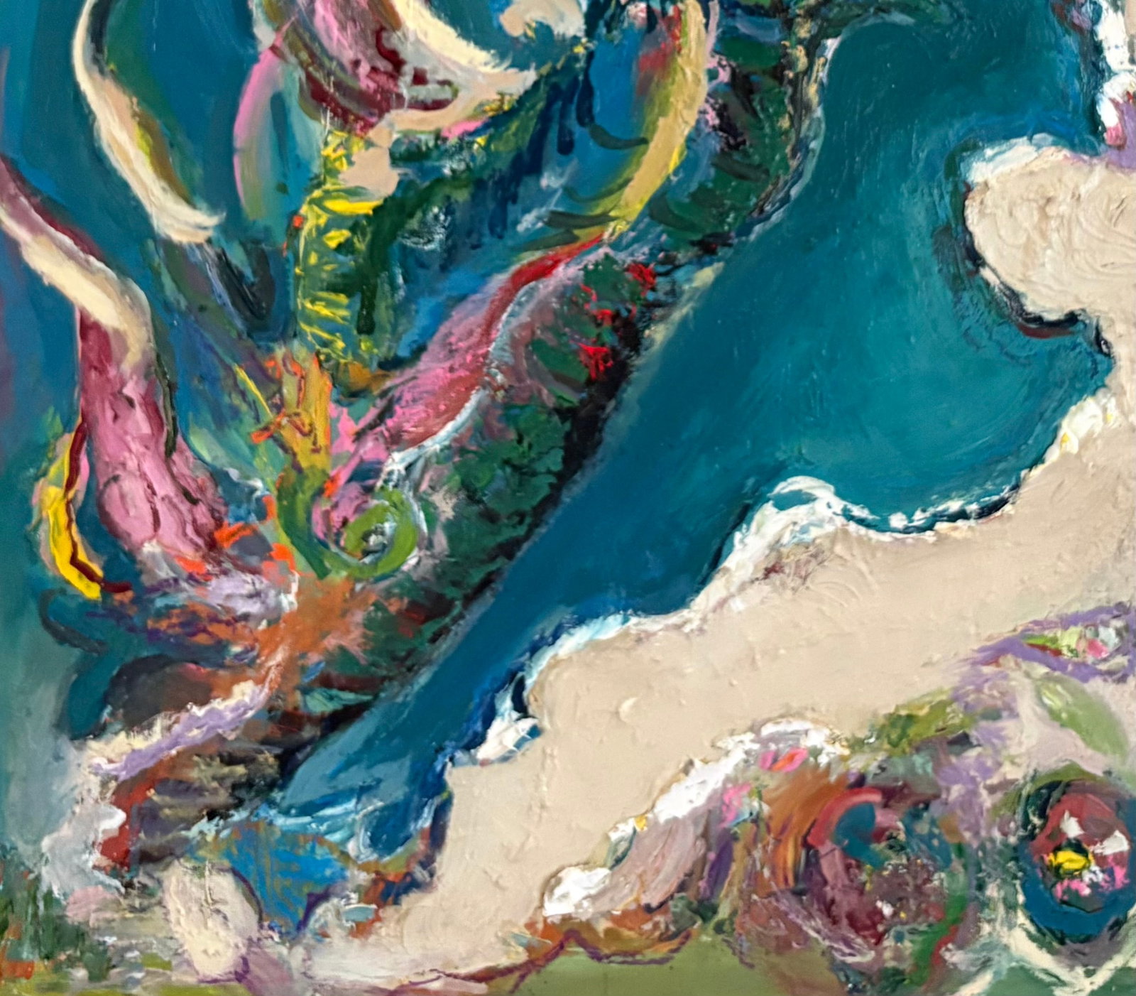 Aerial Seascape Abstract, Original Oil Painting, Rare Art - 12