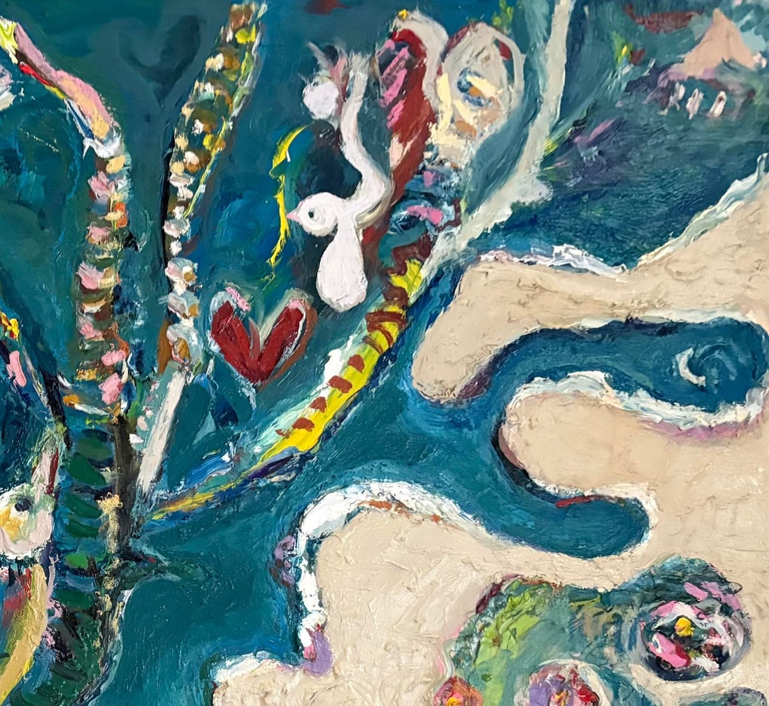 Aerial Seascape Abstract, Original Oil Painting, Rare Art - 3