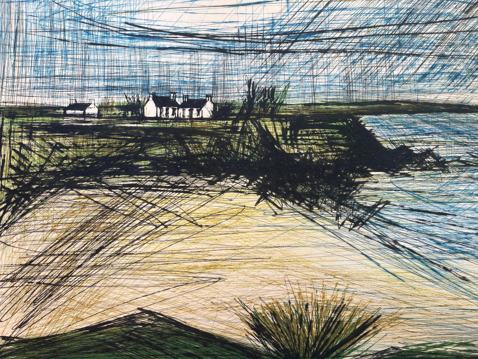 1960s Bernard Buffet Hand Signed Drypoint Etching, Plage De La Mare - 3