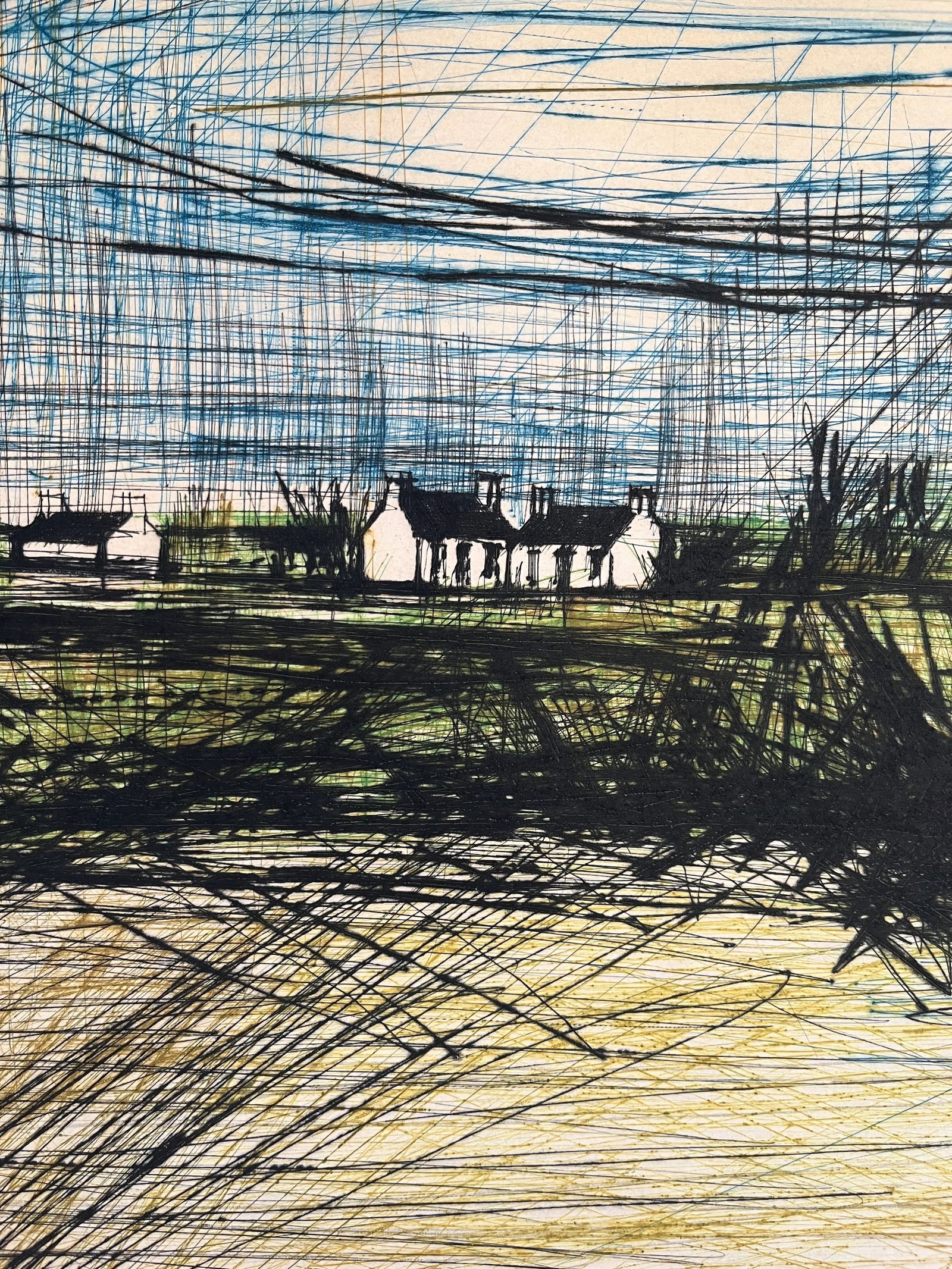 1960s Bernard Buffet Hand Signed Drypoint Etching, Plage De La Mare - 4