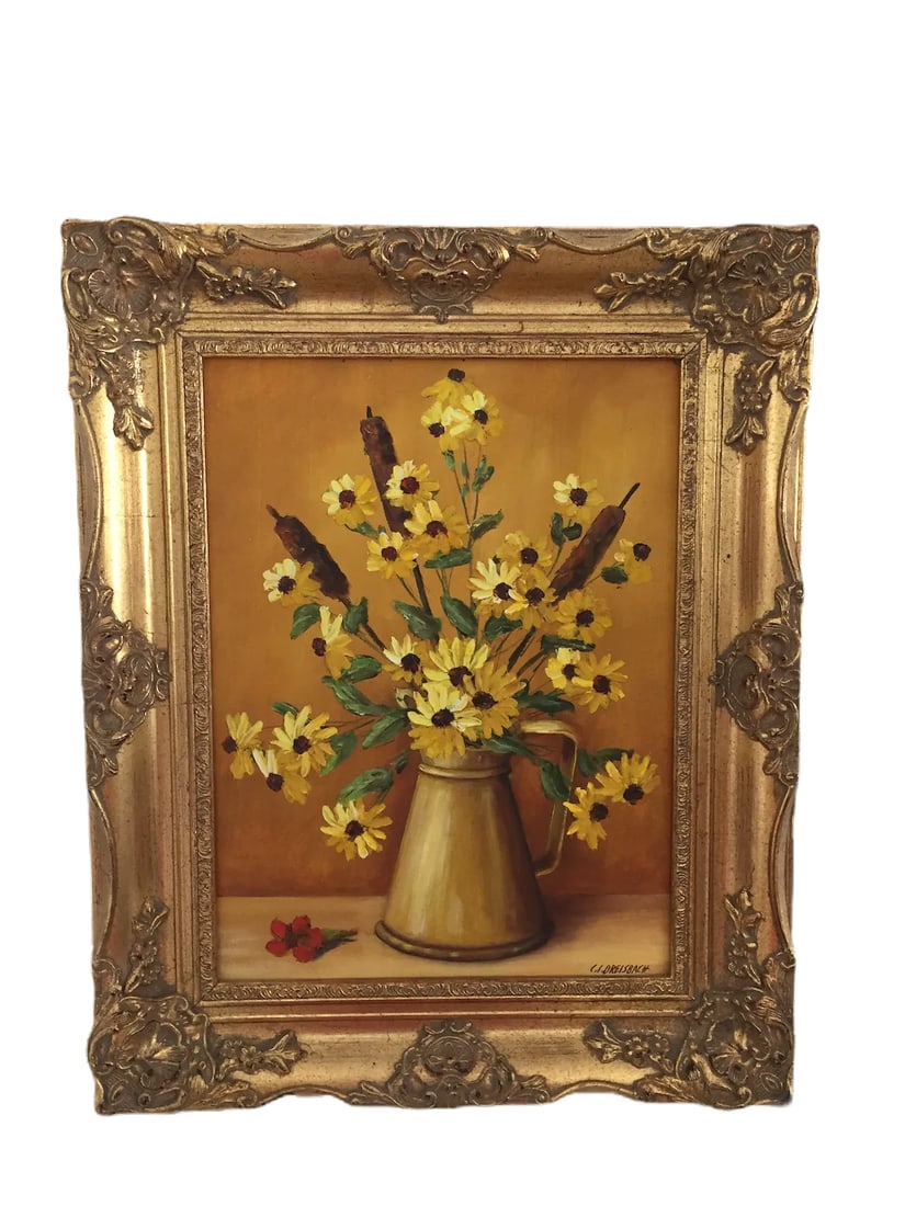 Clarence I. Dreisbach "Yellow Daisies" Oil on Board Painting Signed - 3