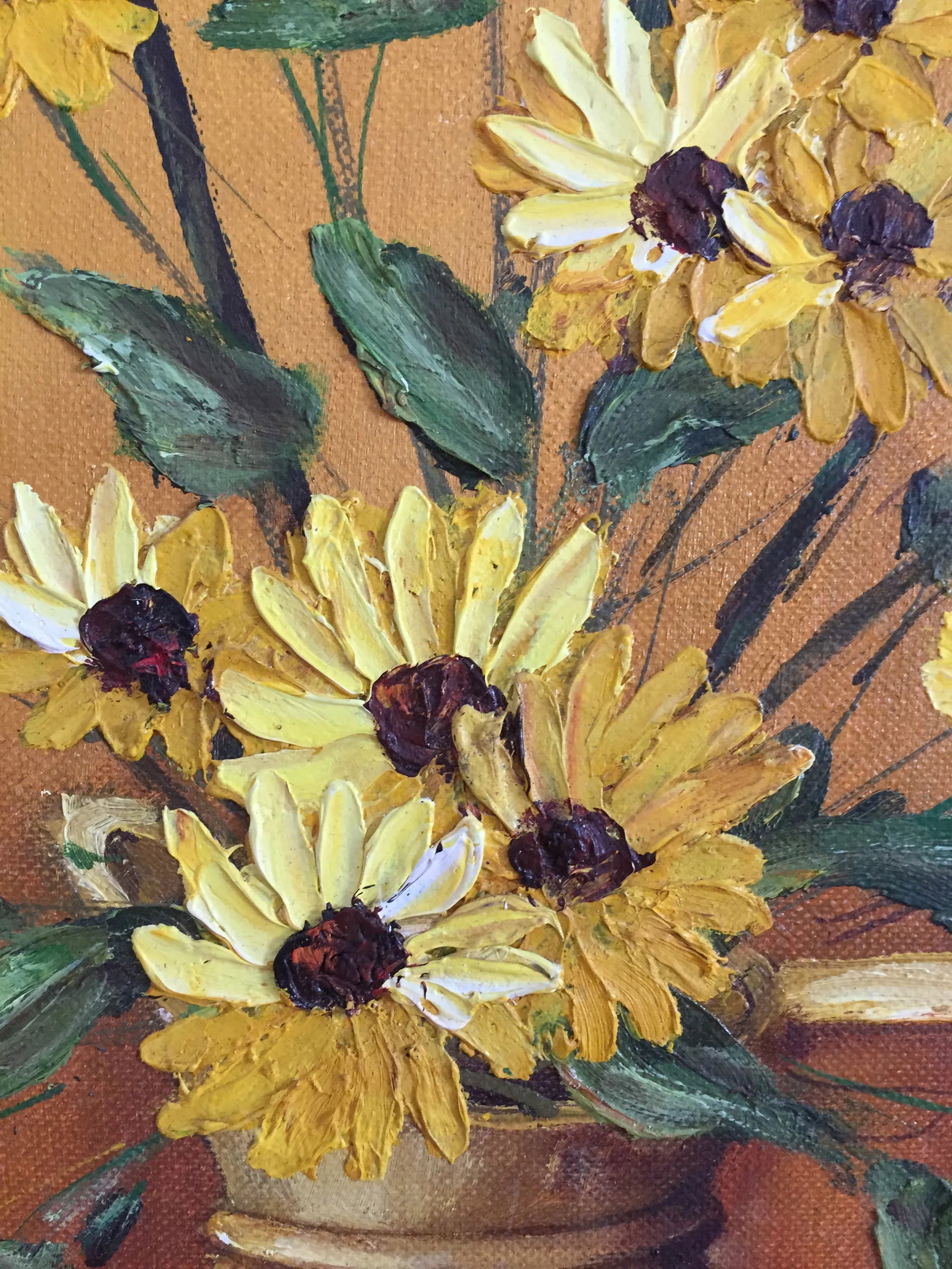 Clarence I. Dreisbach "Yellow Daisies" Oil on Board Painting Signed - 7