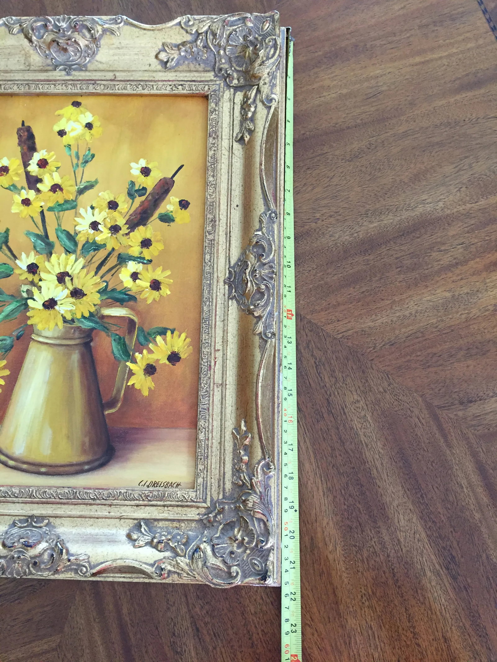 Clarence I. Dreisbach "Yellow Daisies" Oil on Board Painting Signed - 9