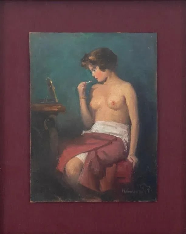 Pal Kummmerle Nude Woman Oil on Board - 2