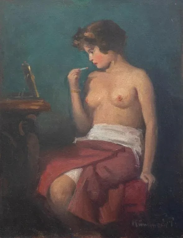 Pal Kummmerle Nude Woman Oil on Board - 3