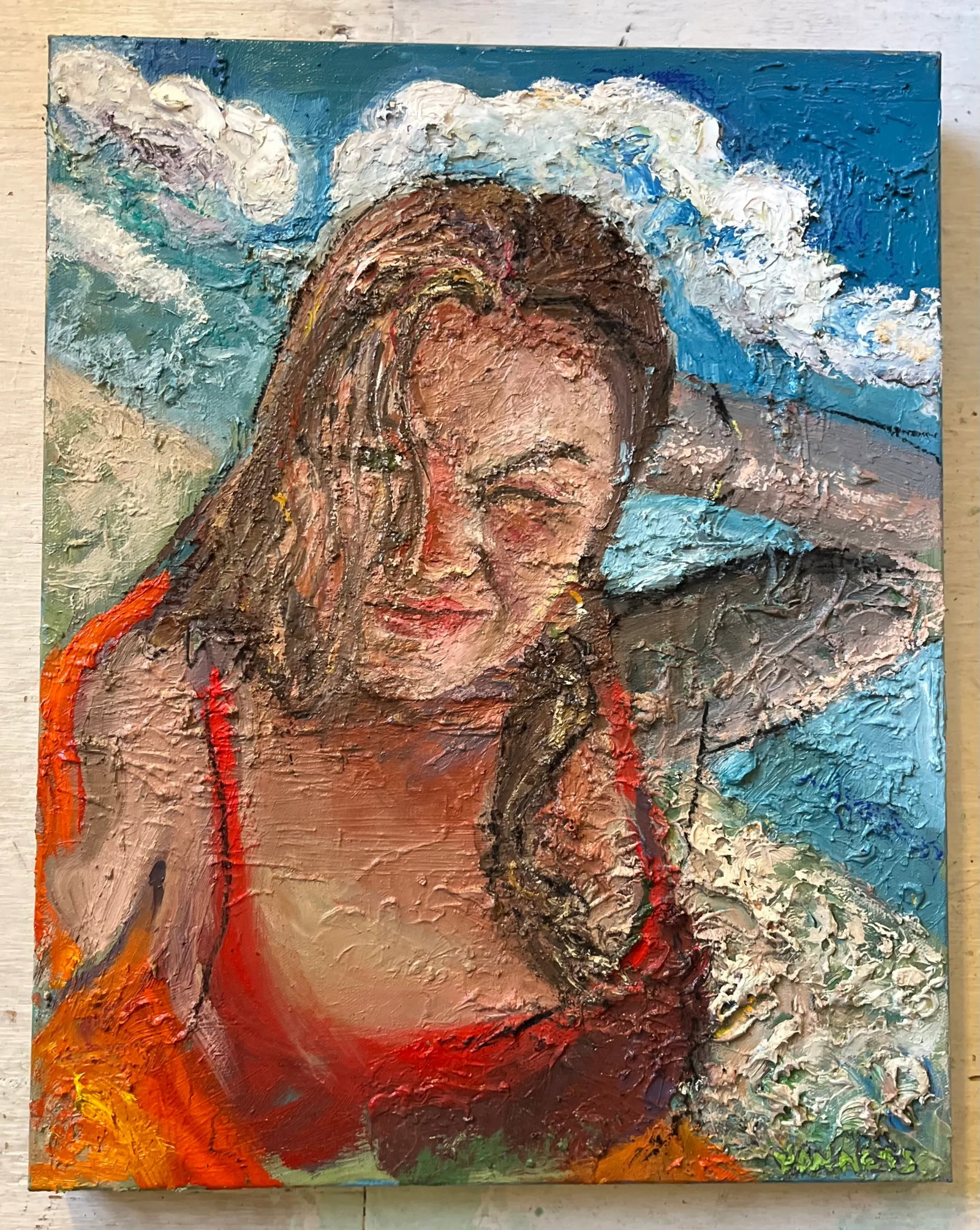 Beach Day, Figurative Oil Painting, Portrait of a Girl, by Van Ness - 4