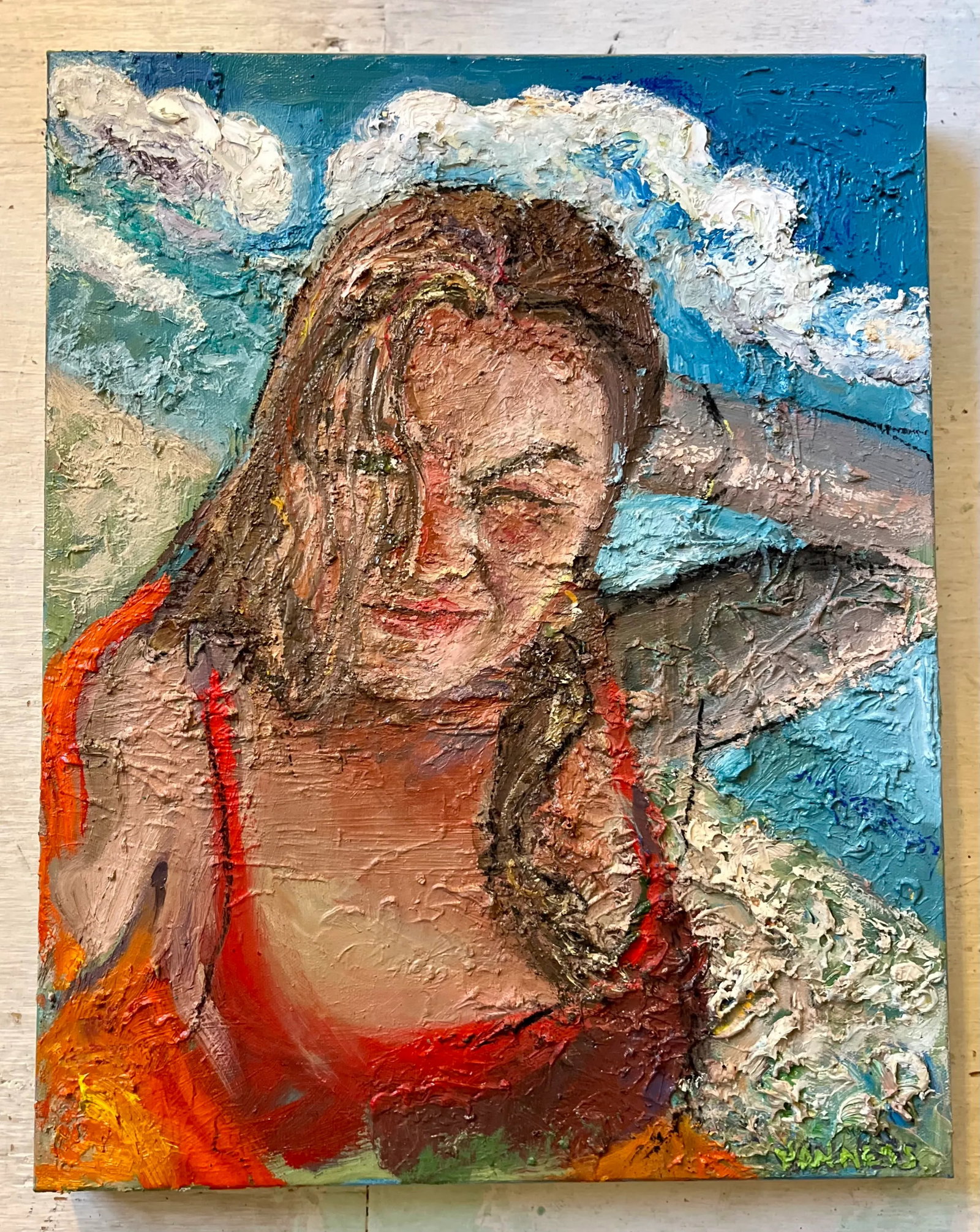 Beach Day, Figurative Oil Painting, Portrait of a Girl, by Van Ness - 6
