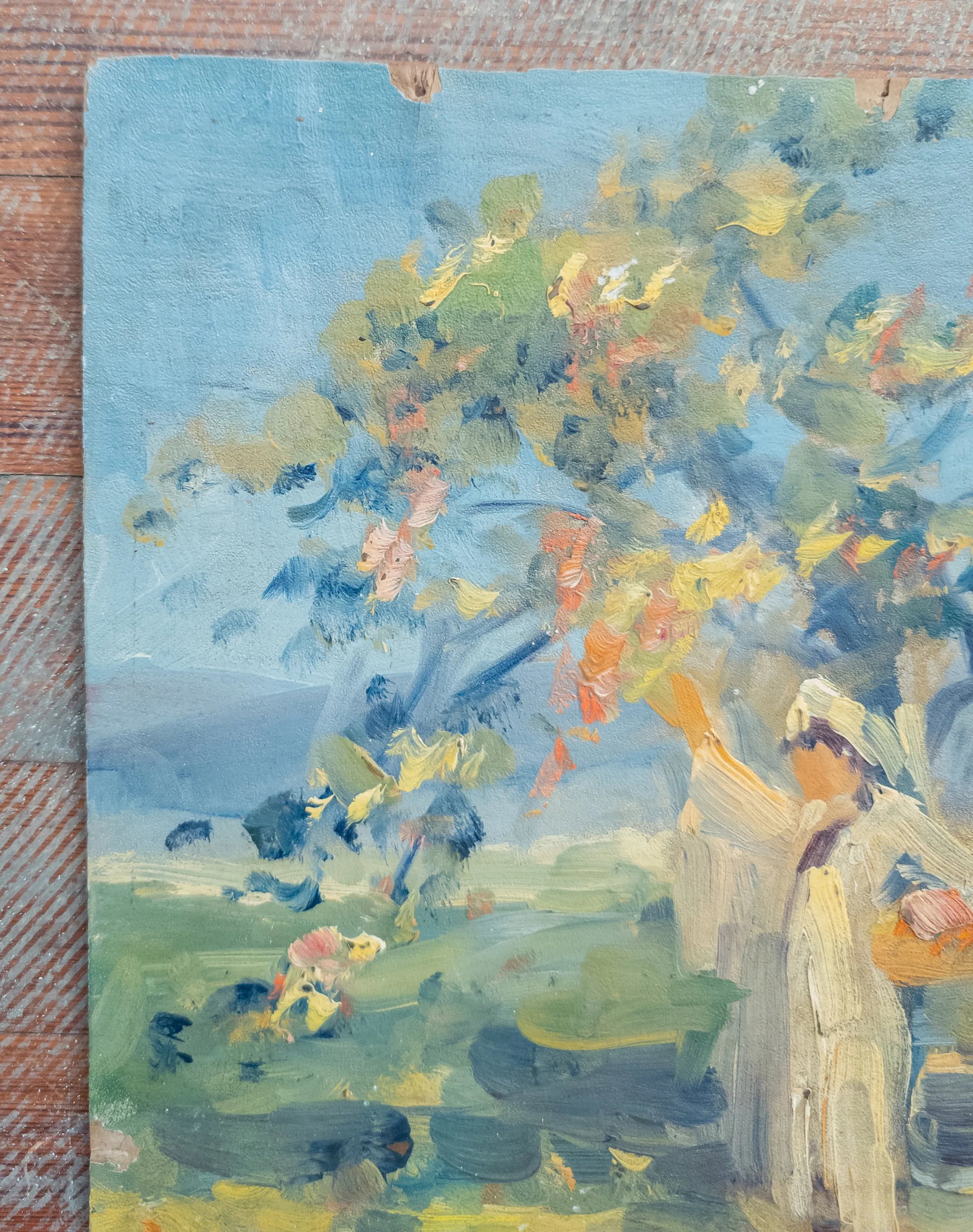 20th Century American Impressionist Oil Painting of Woman Picking Fruit, Pennsylvania School - 2